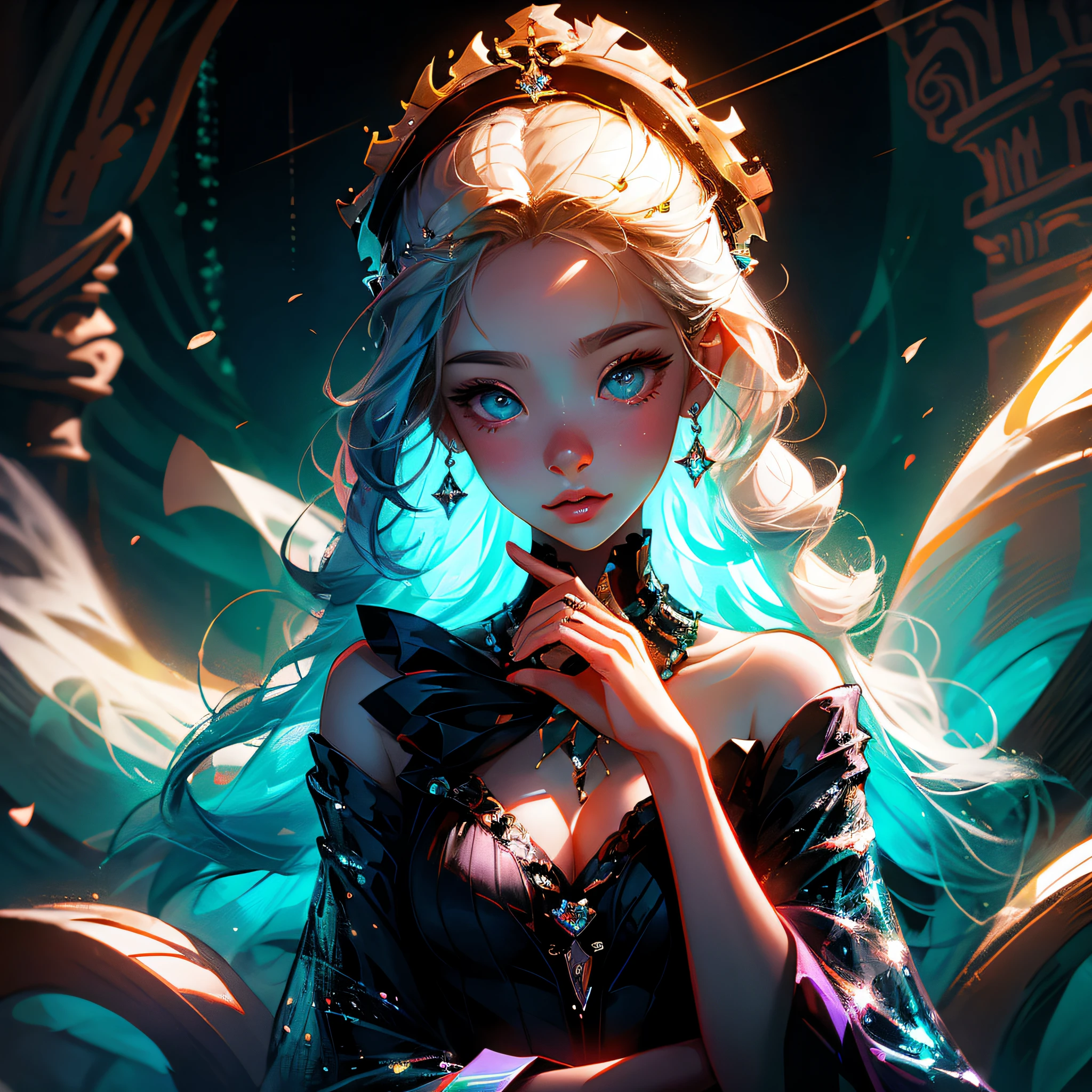 anime girl with blue hair and a crown on her head, stunning digital illustration, Fantasy art style, rossdraws portrait, Epic fantasy digital art style, :: rossdraws, Rosla global lighting, Rosla 1. 0, 8K stunning artwork, Ross Rush digital painting, Beautiful digital artwork, 8K high quality detailed art, 4k highly detailed digital art