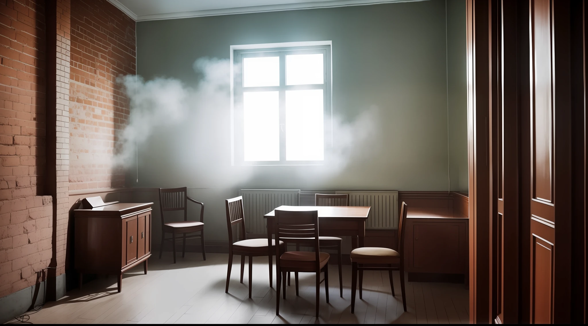 soviet era, 1950s, interior, crime, brick, misty, intrigue, ussr, russia