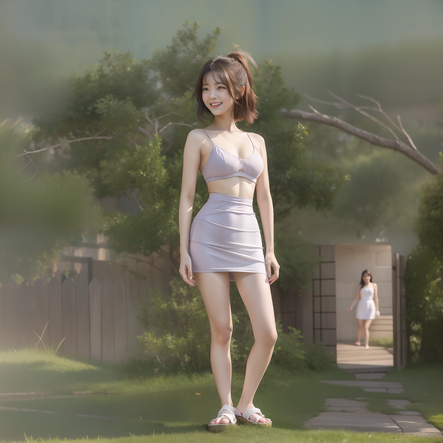 tmasterpiece,best qualtiy:1.3),(full bodyesbian:1.3)extremly high detail,复杂,8K,hdr,cinmatic lighting,Bedrooms((Eye makeup))(((legs wide spread to show panty)))((((long skirt:1.5)))),((slippers))(((Happy expression: 1.3)),(Larger chest), Twinkle, (20yr old), ((Slimmer figure: 1.5)), (((camisole: 1.5)))), ((Nice hairstyle: 1.5)))),((((ankle)))),((((Toes)))
