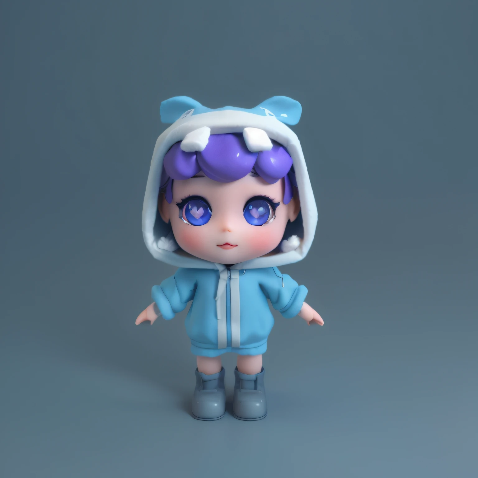 Close-up of a little doll wearing a hood, cute 3 d render, cute character, render of a cute 3d anime girl, Cute! C4D, 3 d character, 3d character, 3 d render stylized, stylized character, Stylized anime, Cute cartoon character, anime styled 3d, 3 d character render, soft 3d render