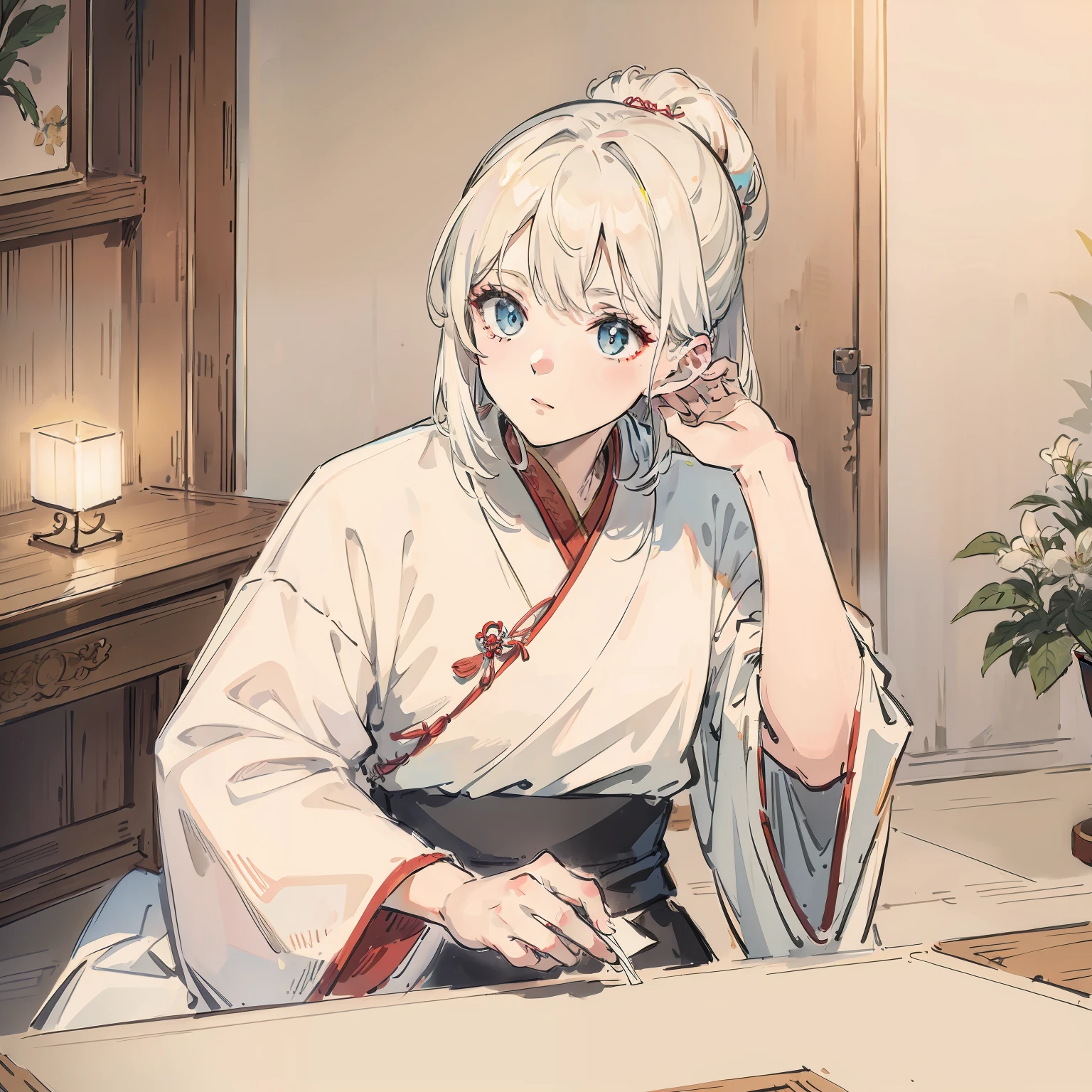 White-haired Hanfu，Antique depiction。