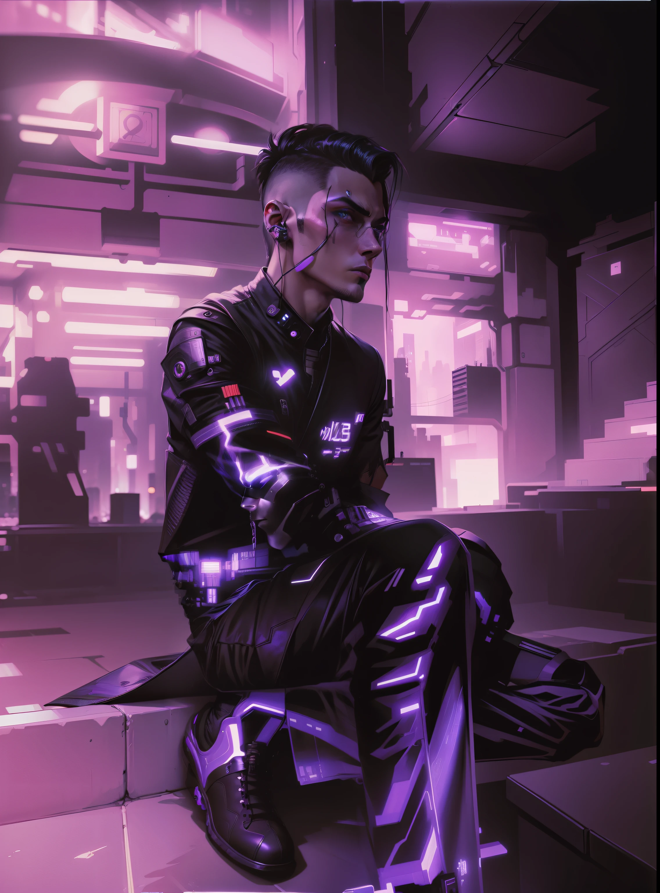 Change background cyberpunk handsome