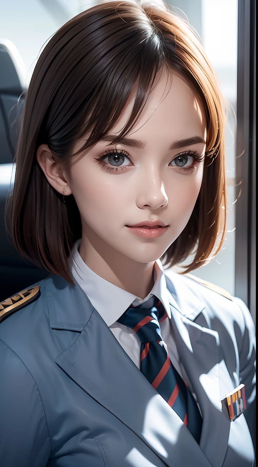 （RAW photos，HighestQuali），（dynamicposes)，Full body like，The uniform of a flight attendant，（realisticlying，realisticlying：1.3），HighestQuali，tmasterpiece，Very fine and beautiful，highly  detailed，CG，unified，2k wallpaper，Wonderful，beautifuldetails，tmasterpiece，HighestQuali，Extremely detailed Cg Unity 8K wallpaper，，