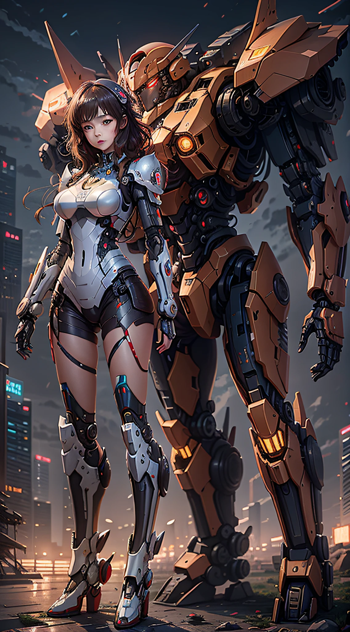 Anime girl in mecha suit,Anime girl mecha,digital cyberpunk anime art, 8 k,Mecha network armor girl