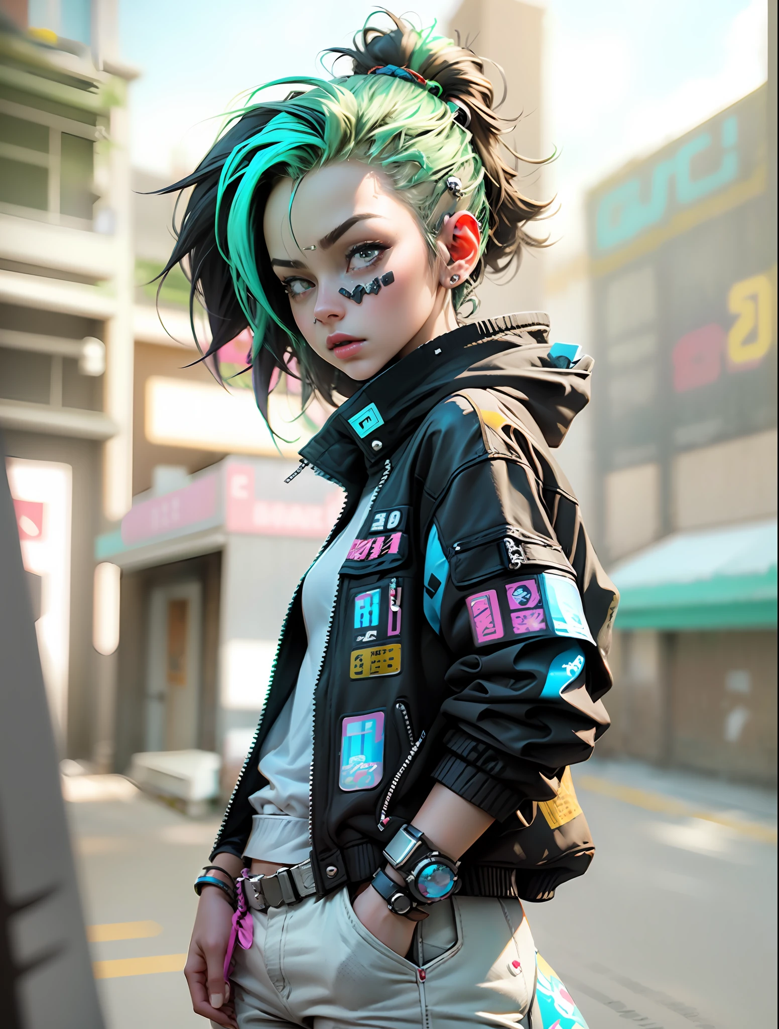 Beautiful boy and girl cyberpunk style 3d