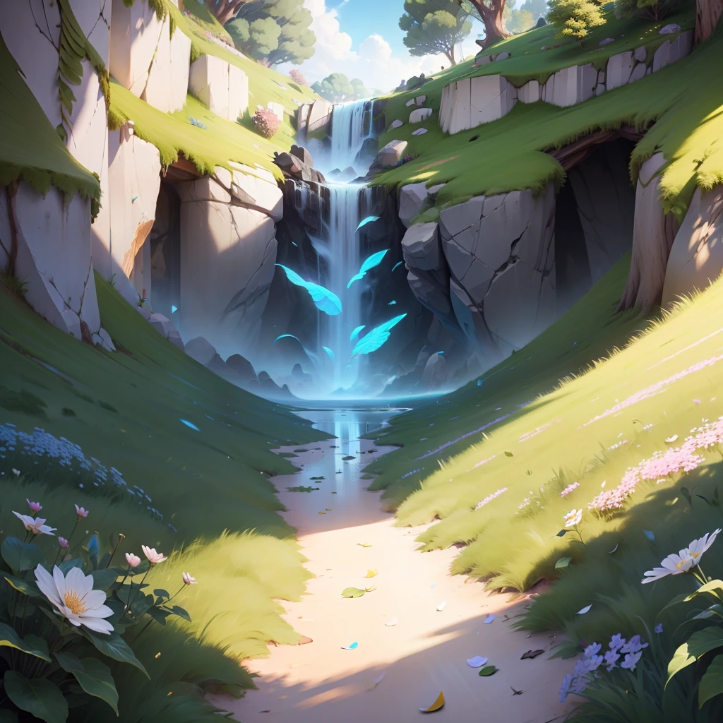 Masterpiece, best quality, (very detailed CG unity 8k wallpaper) (best quality), (best illustration), (best shadows) Nature', blue sea,delicate leaves petals of various colors falling in the air light Tracking, super detailed --auto --s2