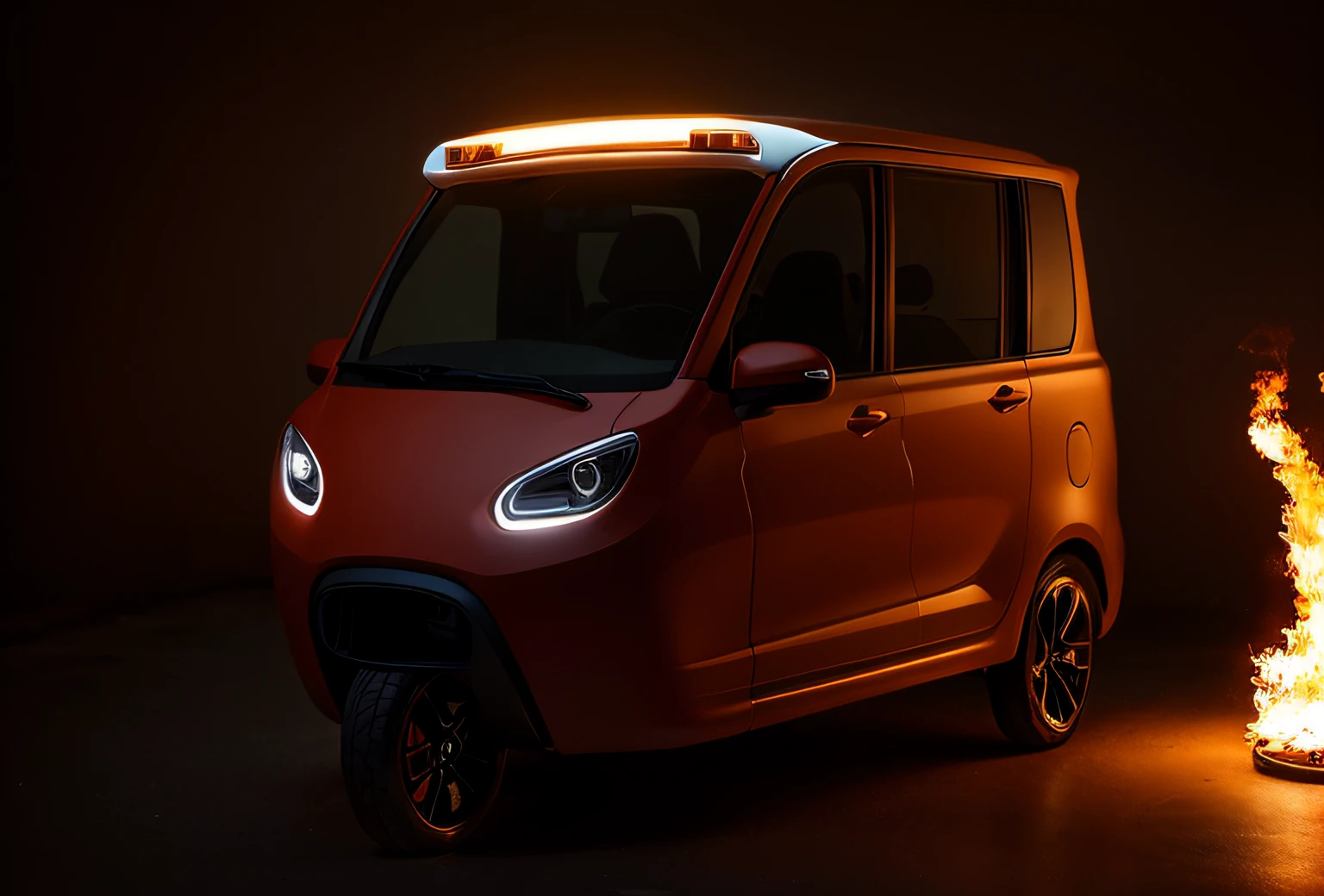 Small car photos,Natural light,8K UHD,high high quality,Film texture,FUJI XT3,电影灯光,Red and black tone impressions,