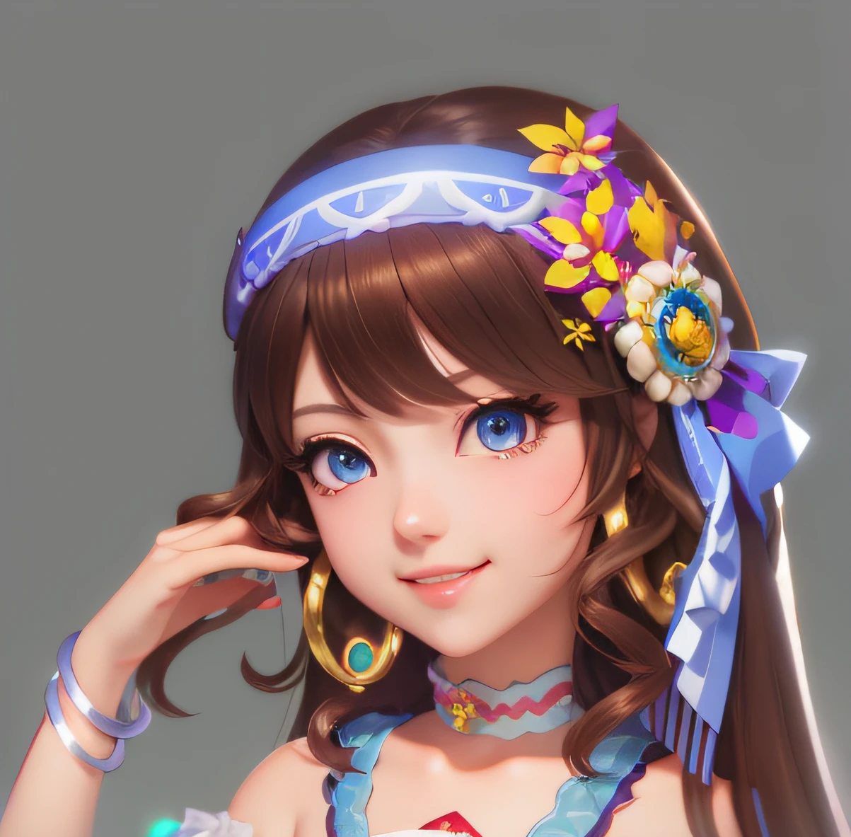 tmasterpiece, Best quality, 1girll, (Anime), (Manga), (2D), Half body, Perfect eyes, The eyes are the same, Global illumination, softlighting, Dream light, Digital painting, extremely detailed CGI anime,k hd, 2K、big laughter