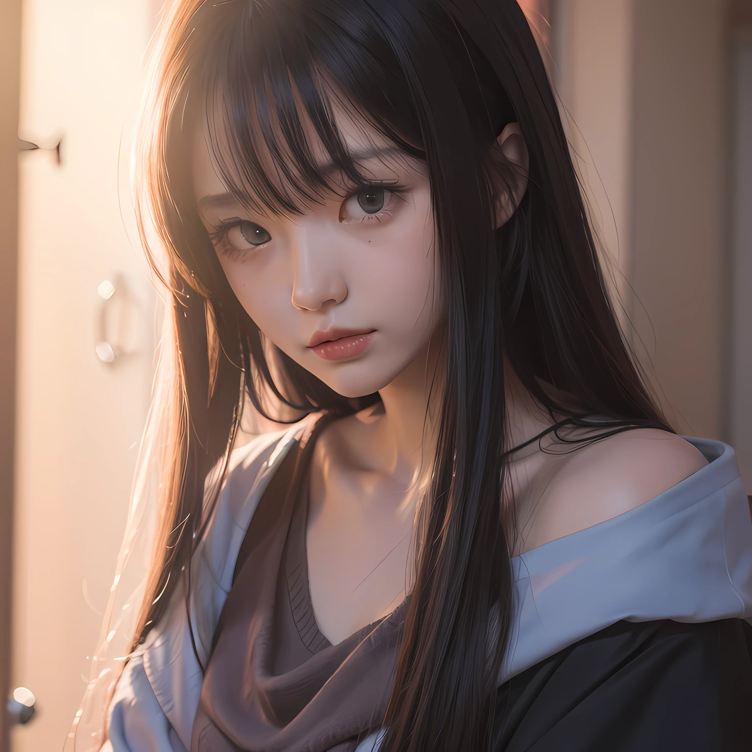 long hair girl,Redness of the pupils