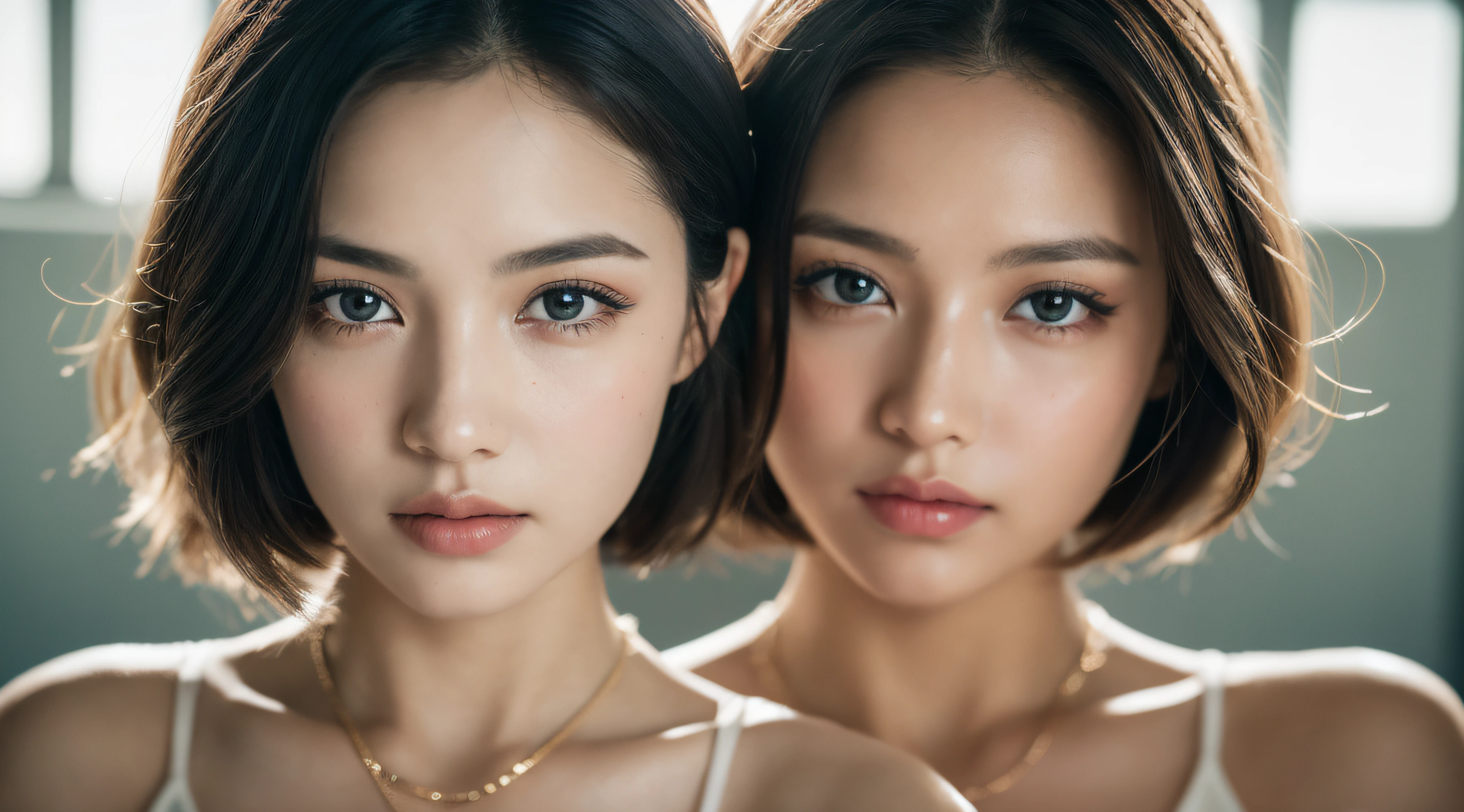 RAW photo, a 22-year-old-girl, (1girl), (realistic), (photo-realistic:1.5), lipstick, (freckles:0.5), (short hair), necklace, (RAW photo, 8k uhd, film grain), Sharp Eyeliner, Blush Eyeshadow With Thick Eyelashes, extremely delicate and beautiful, 8k, soft lighting, high quality, highres, sharp focus, extremely detailed, during the day, (sunlight on face), beautiful detailed eyes, extremely detailed eyes and face, masterpiece, cinematic lighting, (high detailed skin:1.2), 8k uhd, dslr, soft lighting, high quality, film grain, Fujifilm XT3