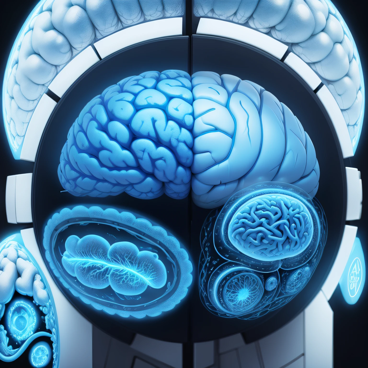 a blue and white logo with a brain on it, Brains, neuroscience, upper brain, imagem 2D, sem forma humana