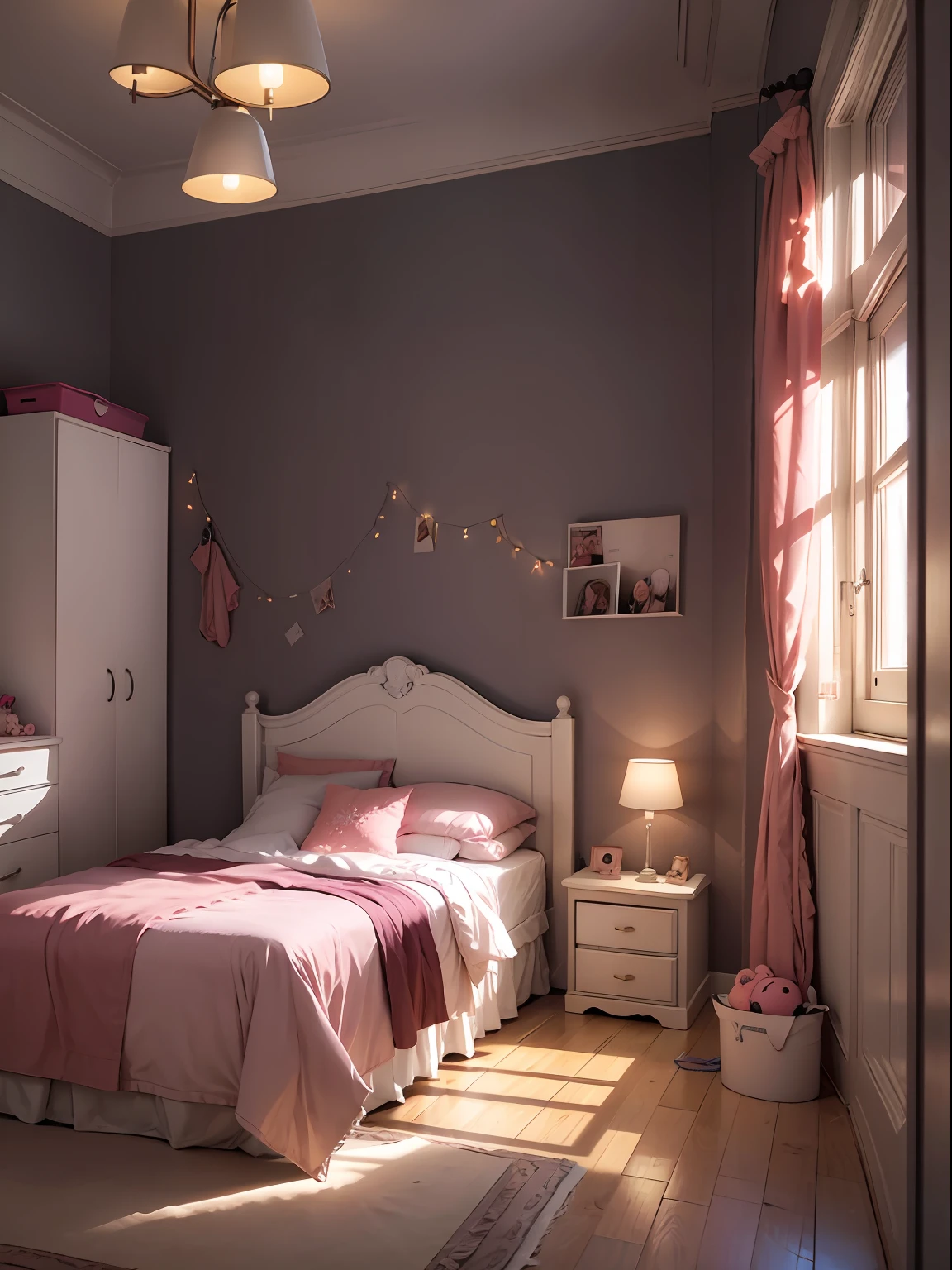 Girls' bedroom with night lighting