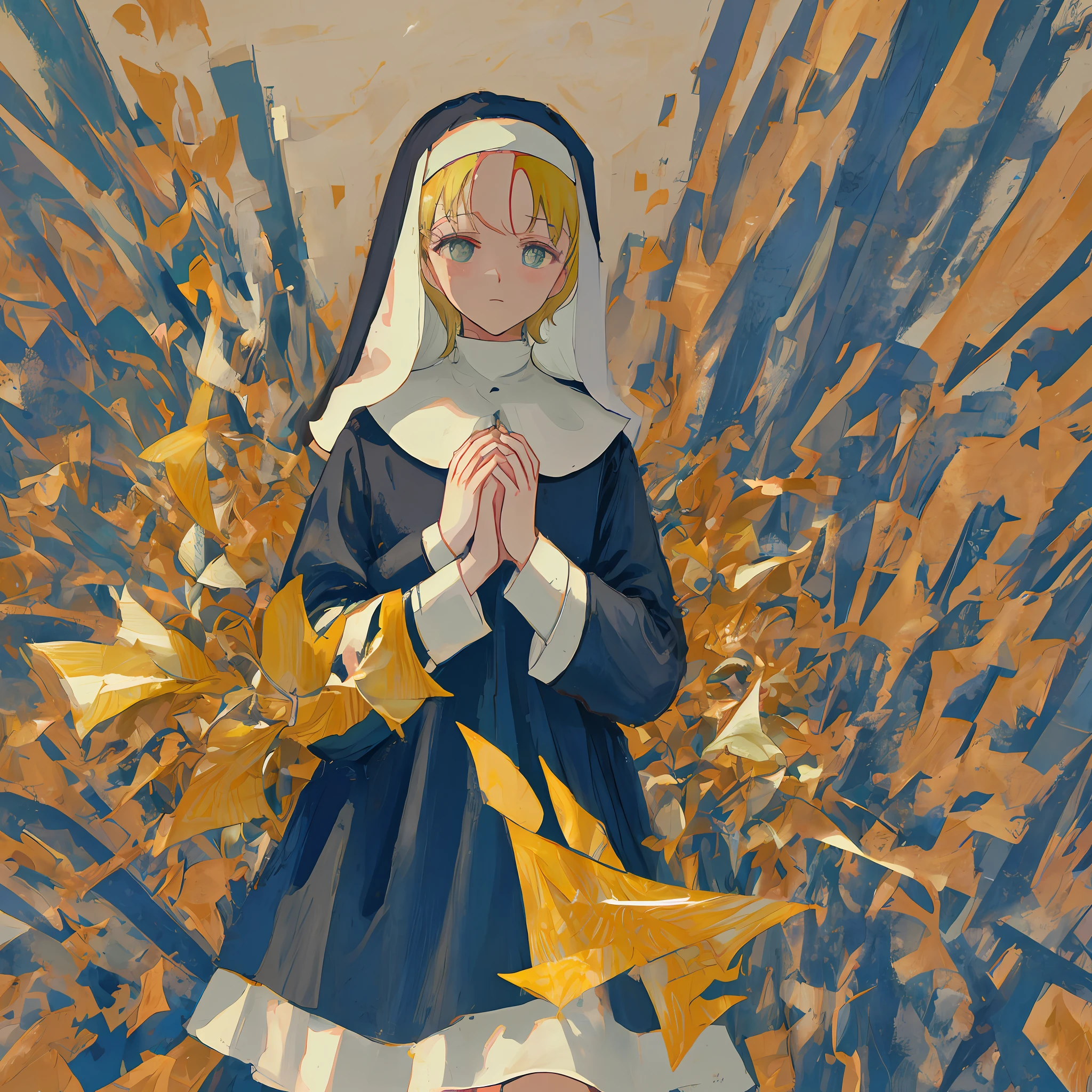 The nun folded her hands in prayer