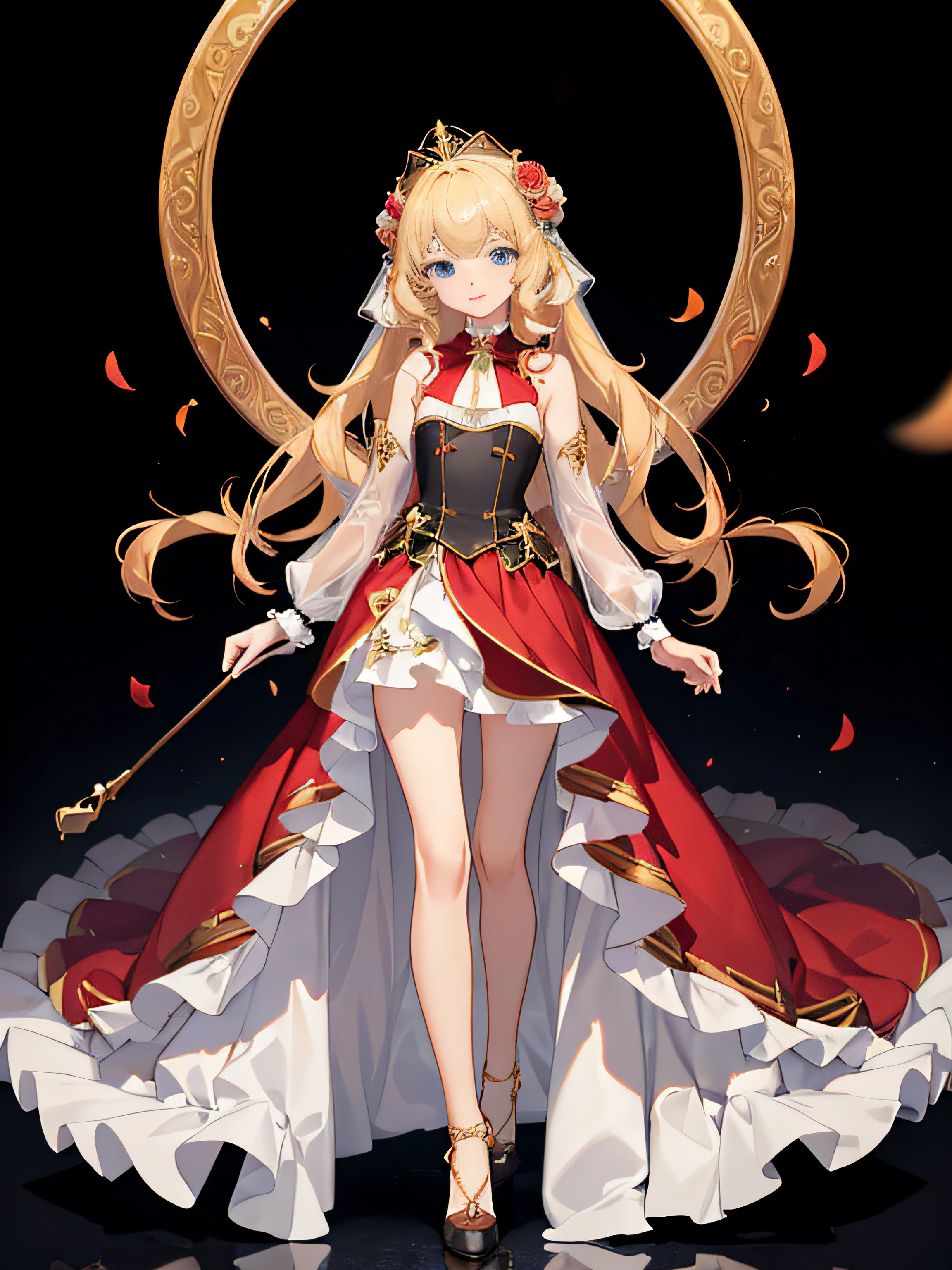 ((​masterpiece)), (top-quality), (detaileds),4K resolution. 1 Girl Sharp Focus、a blond,Princess Cut,odd eye,Older sister,diet,long,Red Rosa,tiarra,Black Dress,curlyhair,small tit,small tits,Cool,Rose Dress,embroideries,oriental,A sexy,Sareme,garden,Sunnyday,blue-sky,Confetti、small nose,narrow nose and small nose,,,,,,,,,,,,,,,,,,,,,,,,,,,,,,,,,,,High small nose,small nostrils,see -through,Full body like,oblique,1girl in,Golden hair color,Light hair color,Beige hair color,Rosa,Red Rose,Rosa,Red Rose,Rose Dress,weddingdress,Arm Cover，Adults，adult lady，veils，Kamimei,Red Rose,Rosa,Rosa,Rosa,Rosa，Rosa,Red Rose，Big sister，adult lady，adult lady，adult lady，，adult lady，adult lady，Adult Women Mermaid Dresses，Mermaid Dresses，corsets，corsets，corsets，corsets，A smile，Straight bangs,to stand、arms in arms