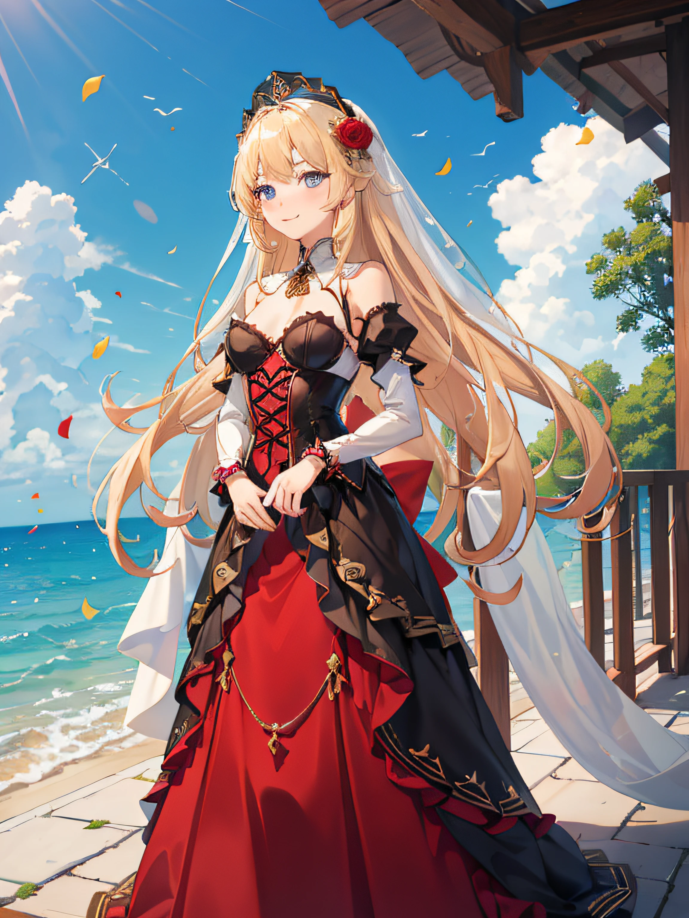 ((masterpiece)), (top-quality), (detaileds),4K resolution. 1 Girl Sharp Focus、a blond,Princess Cut,odd eye,Older sister,diet,long,Red Rosa,tiarra,Black Dress,curlyhair,small tit,small tits,Cool,Rose Dress,embroideries,oriental,A sexy,Sareme,garden,Sunnyday,blue-sky,Confetti、small nose,narrow nose and small nose,,,,,,,,,,,,,,,,,,,,,,,,,,,,,,,,,,,High small nose,small nostrils,see -through,Full body like,oblique,1girl in,Golden hair color,Light hair color,Beige hair color,Rosa,Red Rose,Rosa,Red Rose,Rose Dress,weddingdress,Arm Cover,Adults,adult lady,veils,Kamimei,Red Rose,Rosa,Rosa,Rosa,Rosa,Rosa,Red Rose,Big sister,adult lady,adult lady,adult lady,,adult lady,adult lady,Adult Women Mermaid Dresses,Mermaid Dresses,corsets,corsets,corsets,corsets,A smile,Straight bangs,to stand、arms in arms