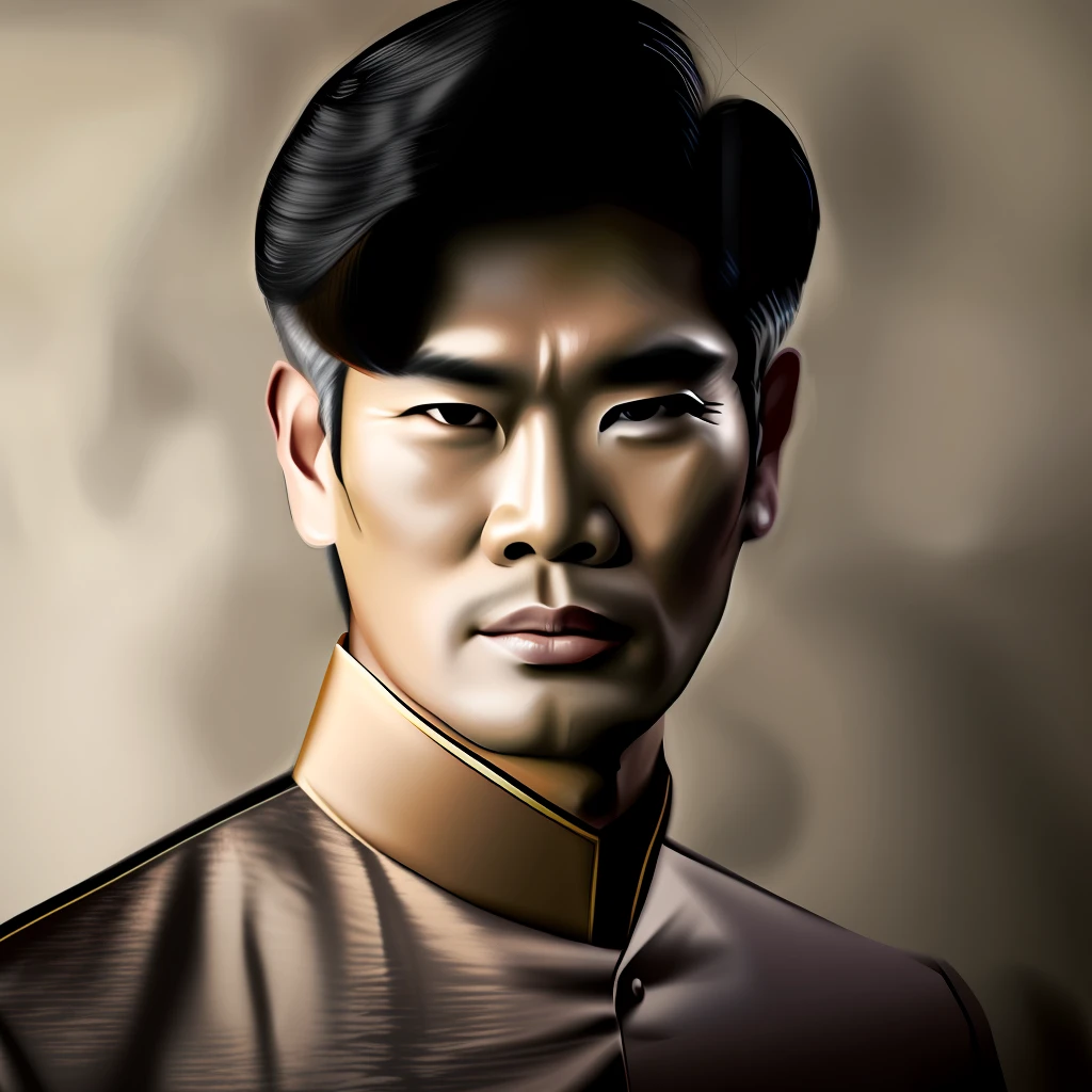 Black Thai 小柄 Middle age male people illustratio with round face Gentle expression No beard