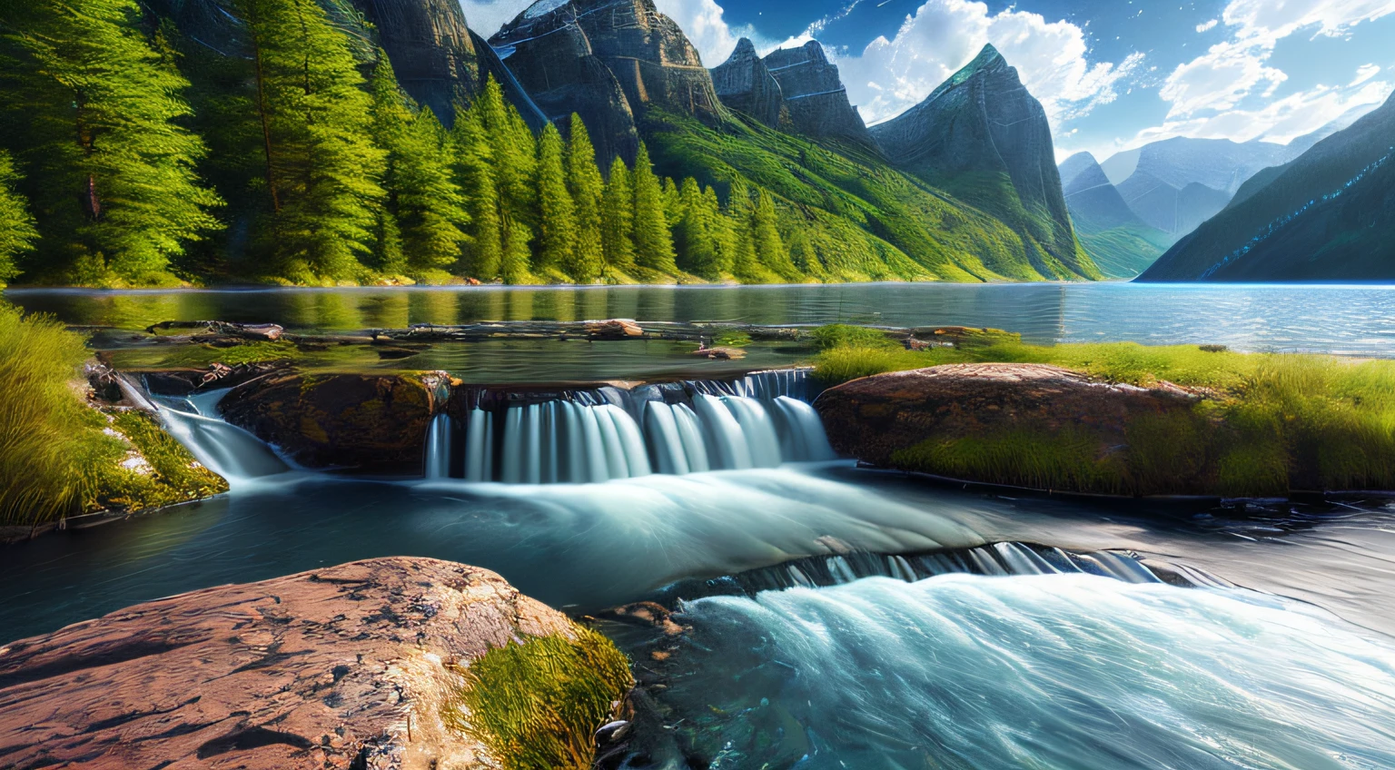 landscape,water,(extremely detailed CG unity 8k wallpaper), most beautiful artwork in the world,professional majestic oil painting,intricate, High Detail, Sharp focus, dramatic, photorealistic painting art