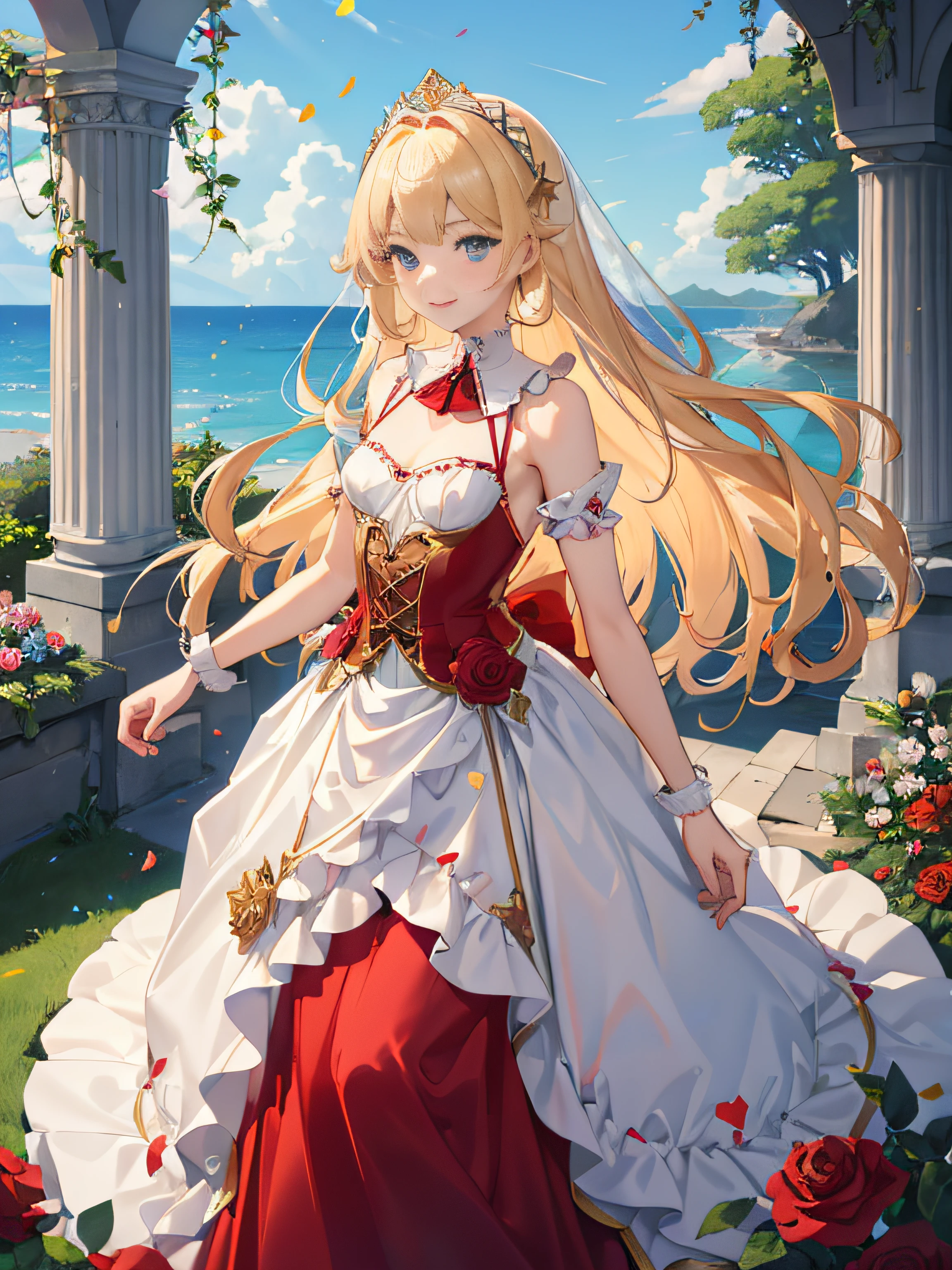 ((masterpiece)), (top-quality), (detaileds),4K resolution. 1 Girl Sharp Focus、a blond,Princess Cut,odd eye,Older sister,diet,long,Red Rosa,tiarra,Black Dress,curlyhair,small tit,small tits,Cool,Rose Dress,embroideries,oriental,A sexy,Sareme,garden,Sunnyday,blue-sky,Confetti、small nose,narrow nose and small nose,,,,,,,,,,,,,,,,,,,,,,,,,,,,,,,,,,,High small nose,small nostrils,see -through,Full body like,oblique,1girl in,Golden hair color,Light hair color,Beige hair color,Rosa,Red Rose,Rosa,Red Rose,Rose Dress,weddingdress,Arm Cover,Adults,adult lady,veils,Kamimei,Red Rose,Rosa,Rosa,Rosa,Rosa,Rosa,Red Rose,Big sister,adult lady,adult lady,adult lady,,adult lady,adult lady,Adult Women Mermaid Dresses,Mermaid Dresses,corsets,corsets,corsets,corsets,A smile,Straight bangs,to stand、arms in arms