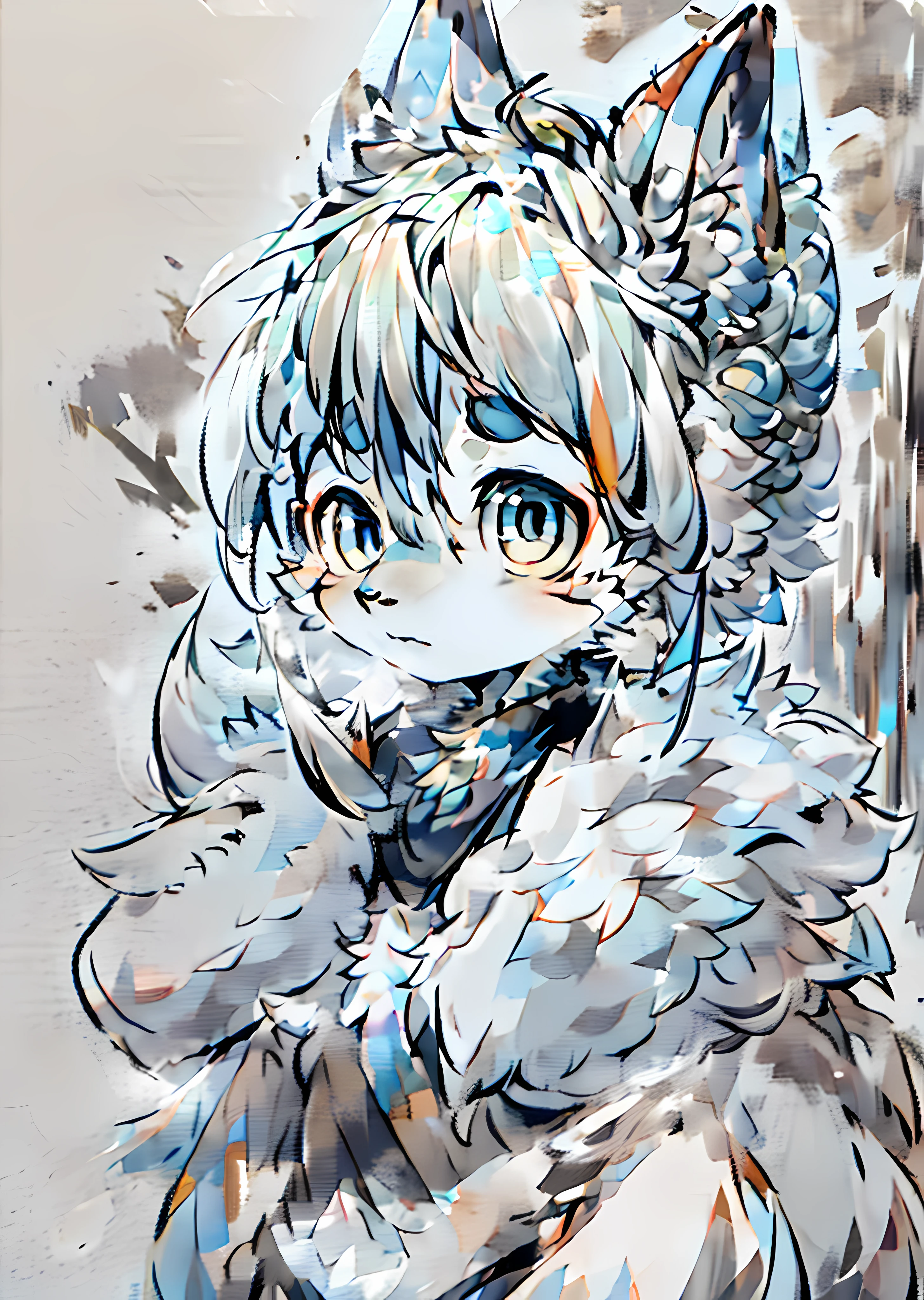 masterpiece, best quality, 1 boy, standing, bun, cold face, upper body, (front), ink splash,