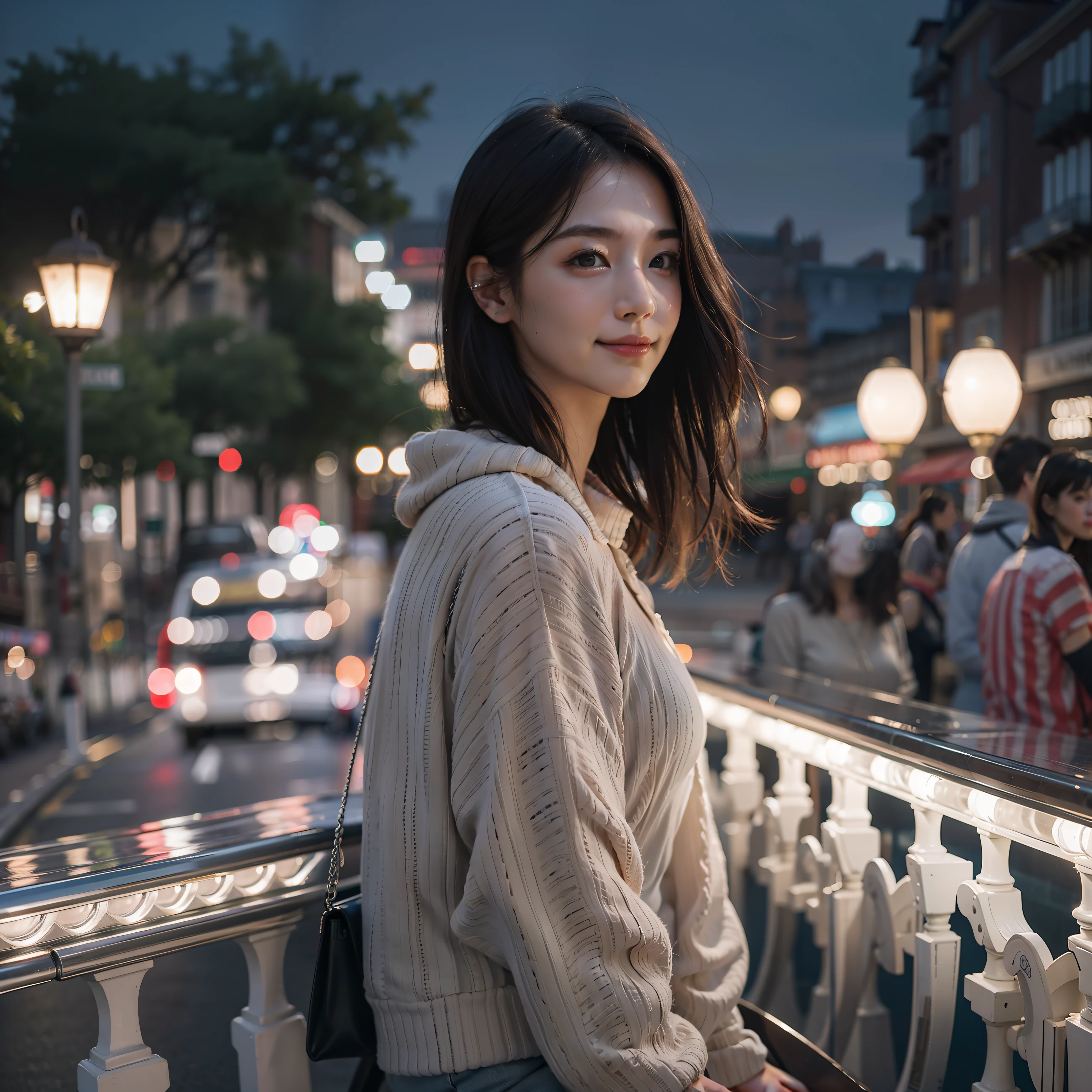 (8K, Best quality, Masterpiece:1.2), (Realistic, photo-realistic:1.37), Ultra-detailed, 1 girl,Cute, Solo,Beautiful detailed sky,Detailed Cafe,Sitting,dated,(nose blush),(Smile:1.15),(Closed mouth),filmgrain, Fujifilm XT3,(Ulzzang-6500:0.3),Nudity, ModelShoot style, NSFW,Beautiful detailed eyes,(Medium-hair long:1.2),Floating hair ,NovaFrogStyle, White skin,Cinematic light,Night Street,the street lights
