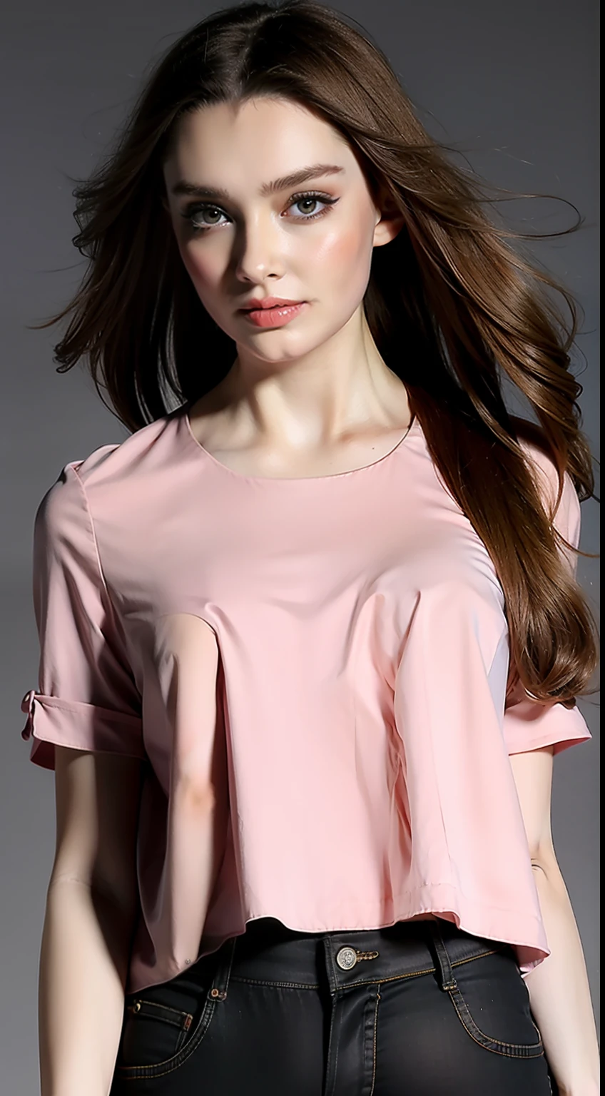 （Hyper Real）， （illustratio）， （A high resolution）， （8K）， （The is very detailed）， （Most Best Illustration）， （美丽细致的眼睛）， （best qualtiy）， （ultra - detailed）， （tmasterpiece）， （the wallpaper）， （详细的脸），Pink clothing，， 独奏， huge tit， （camel-toe）