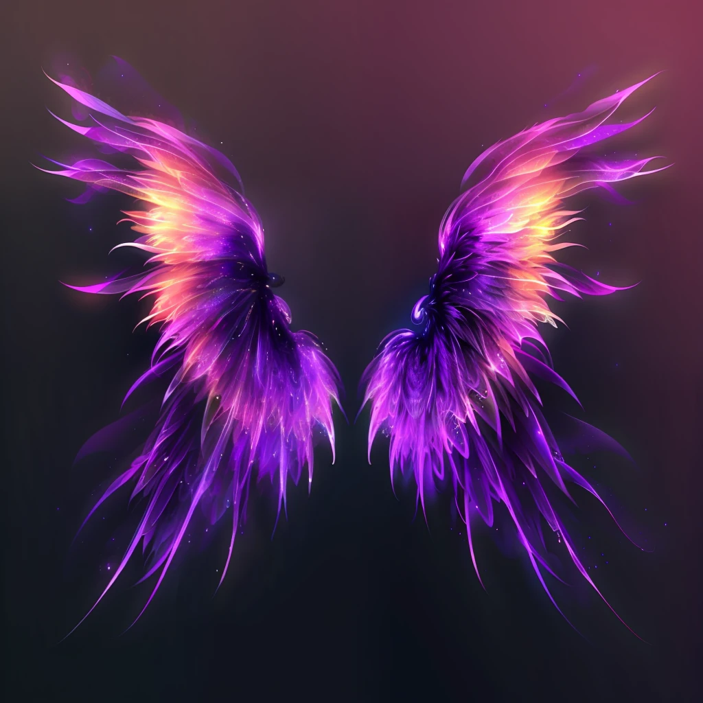 wings，purpleish color，with black background