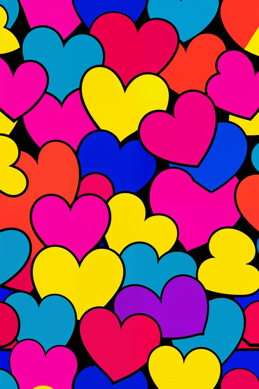 multicolor heart pattern, fundo pink