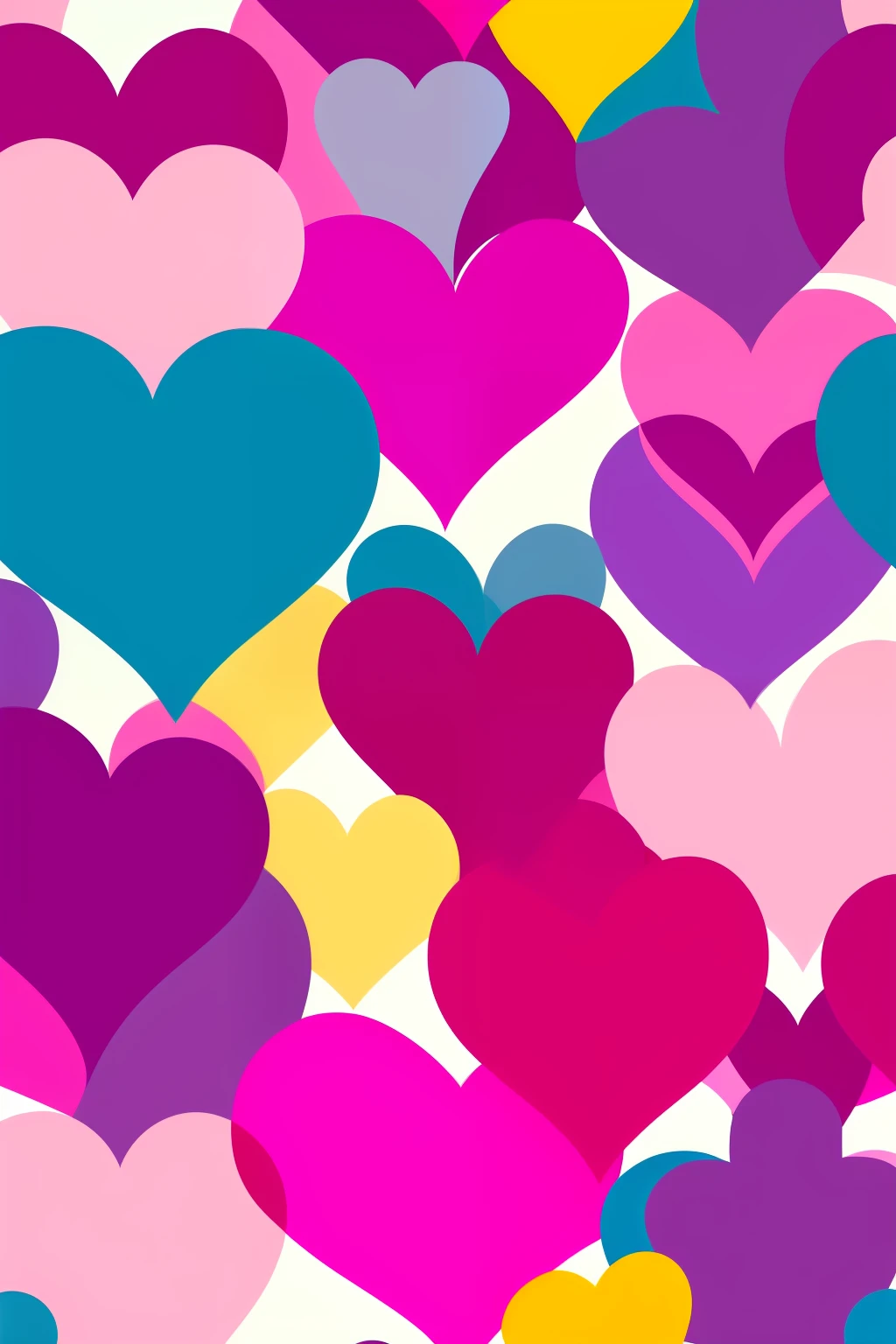 multicolor heart pattern, fundo pink