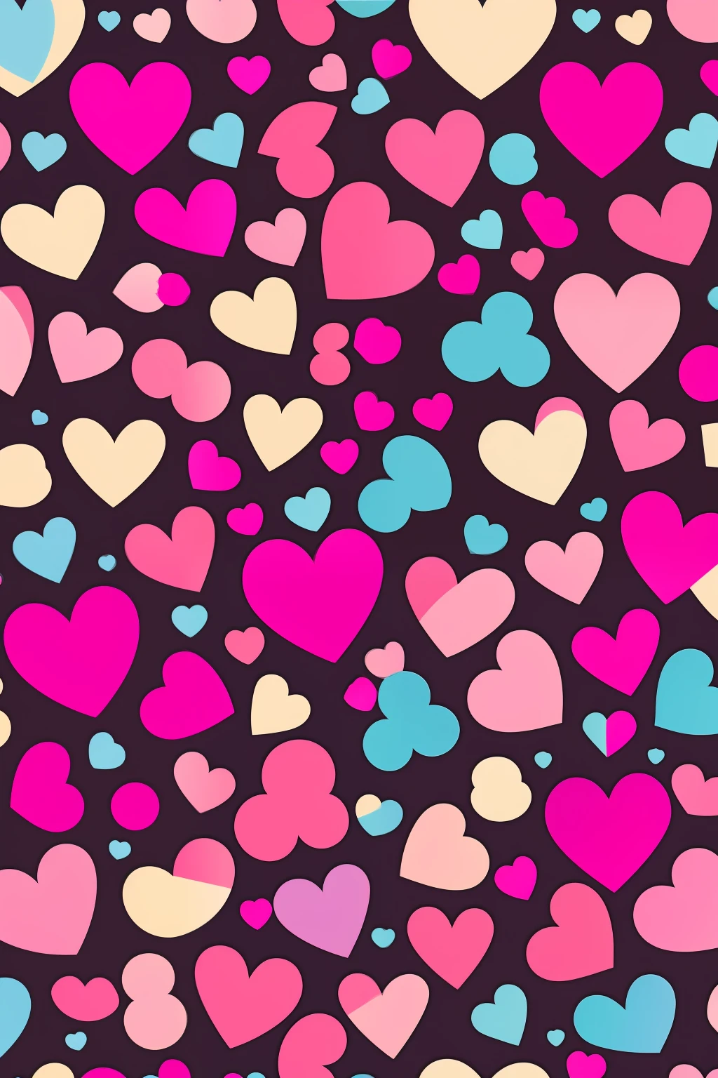 multicolor heart pattern, fundo pink