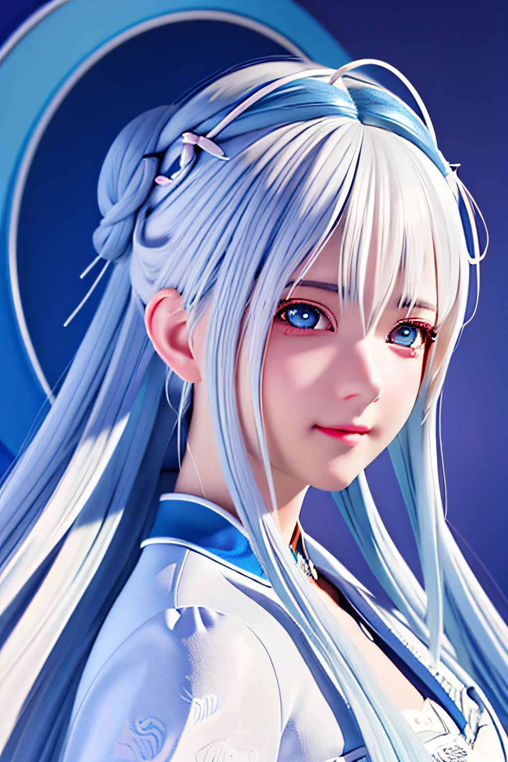 Anime girl with white hair and blue eyes with braids, Detailed digital anime art, a beautiful anime portrait, Stunning anime face portrait, detailed portrait of an anime girl, white-haired god, Girl with white hair, Smooth anime CG art, Digital anime art, portrait anime girl, style of anime4 K, Guviz-style artwork, Anime art wallpaper 4k