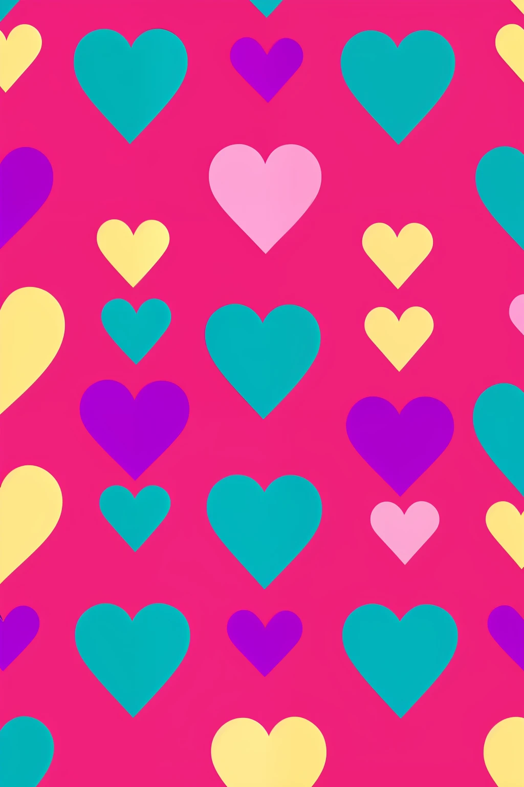 multicolored heart pattern, fundo pink