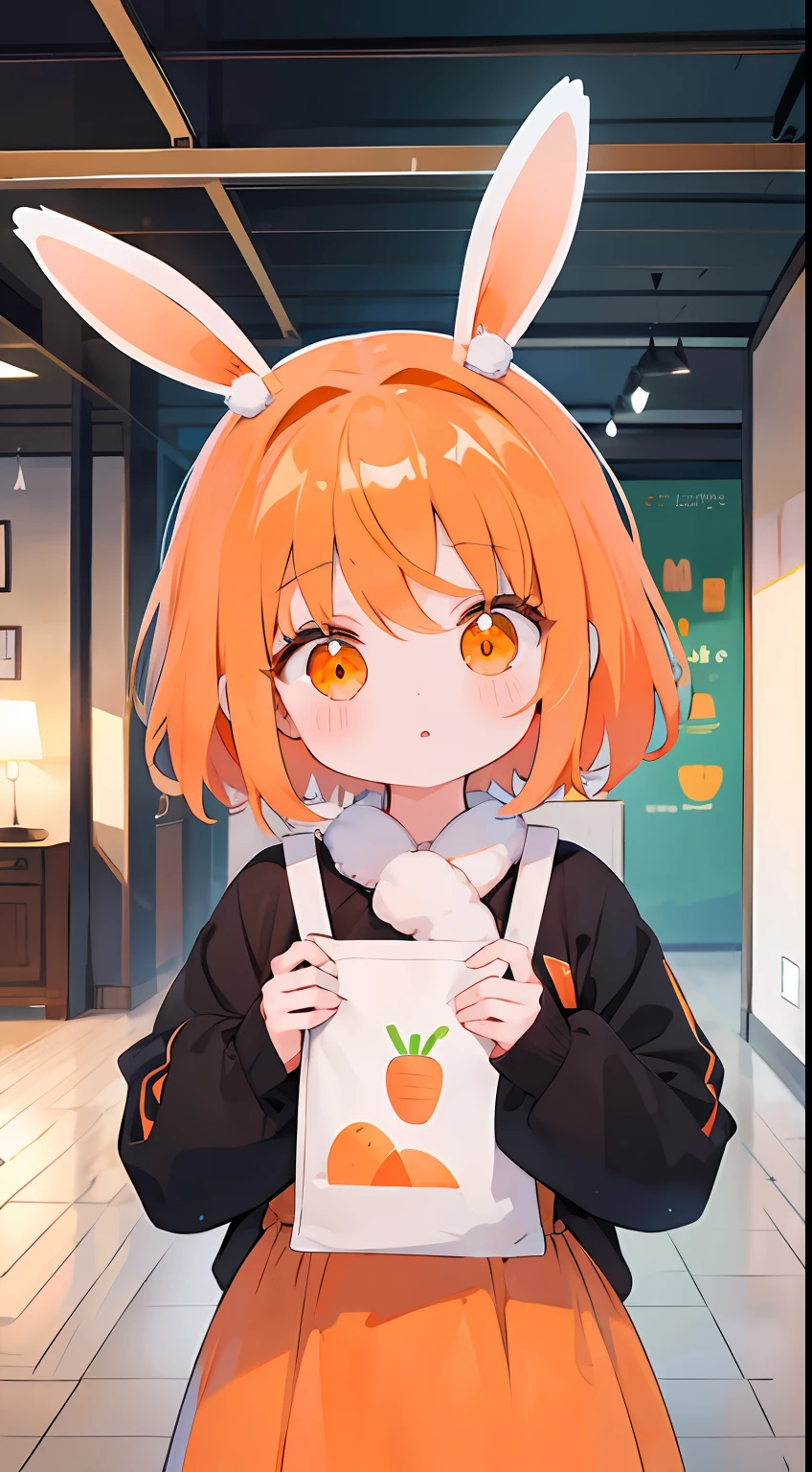 One girl、Carrot、Orange hair、Orange eyes、cute little、masterpiece、Top image quality、Carrot hem on the head、