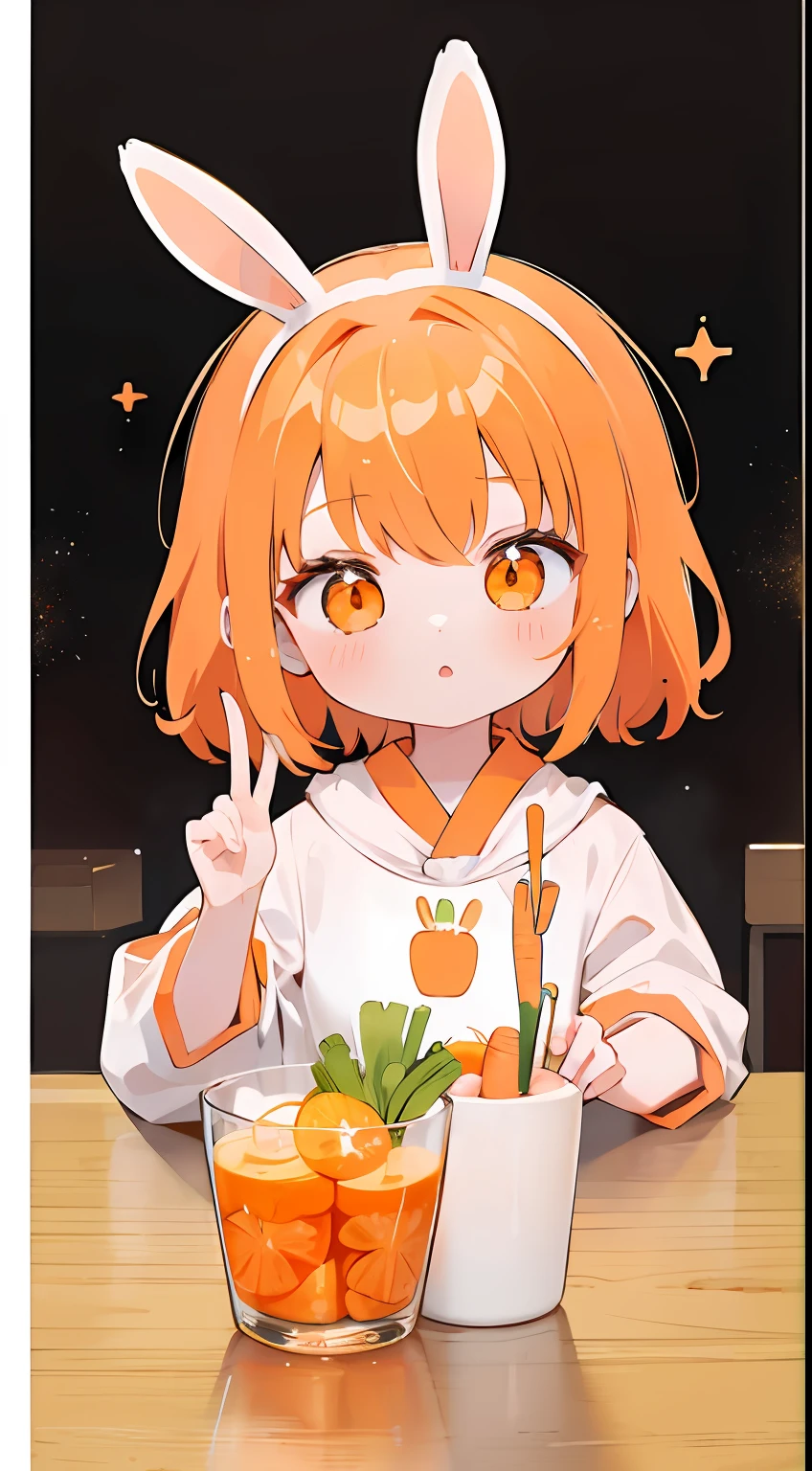 One girl、Carrot、Orange hair、Orange eyes、cute little、​masterpiece、Top image quality、Carrot hem on the head、