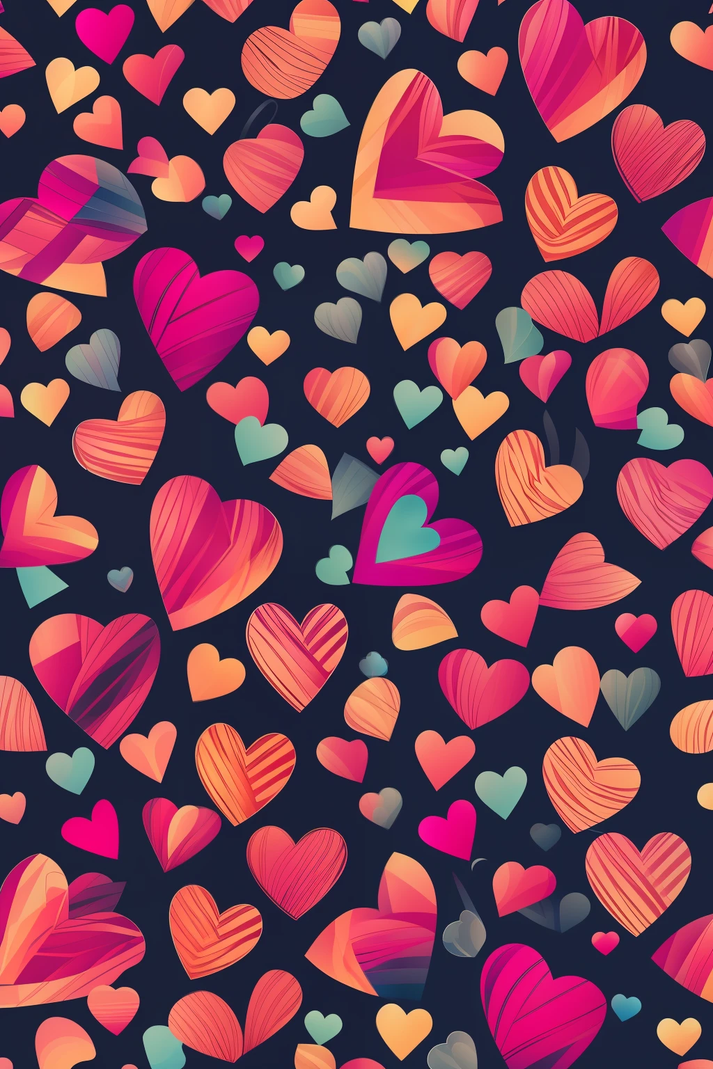 multicolored heart pattern, fundo black