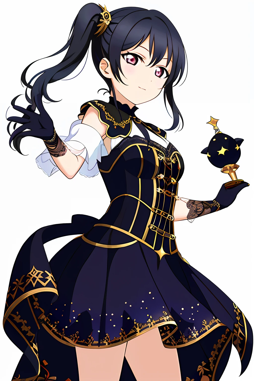 masterpiece, best quality, masterpiece, (1girl), (LLChar), evil witch, dark energy, void, empty eyes, (extremely evil), dark magic, dark forest, negaive energy, hell, void, stars, black hair,