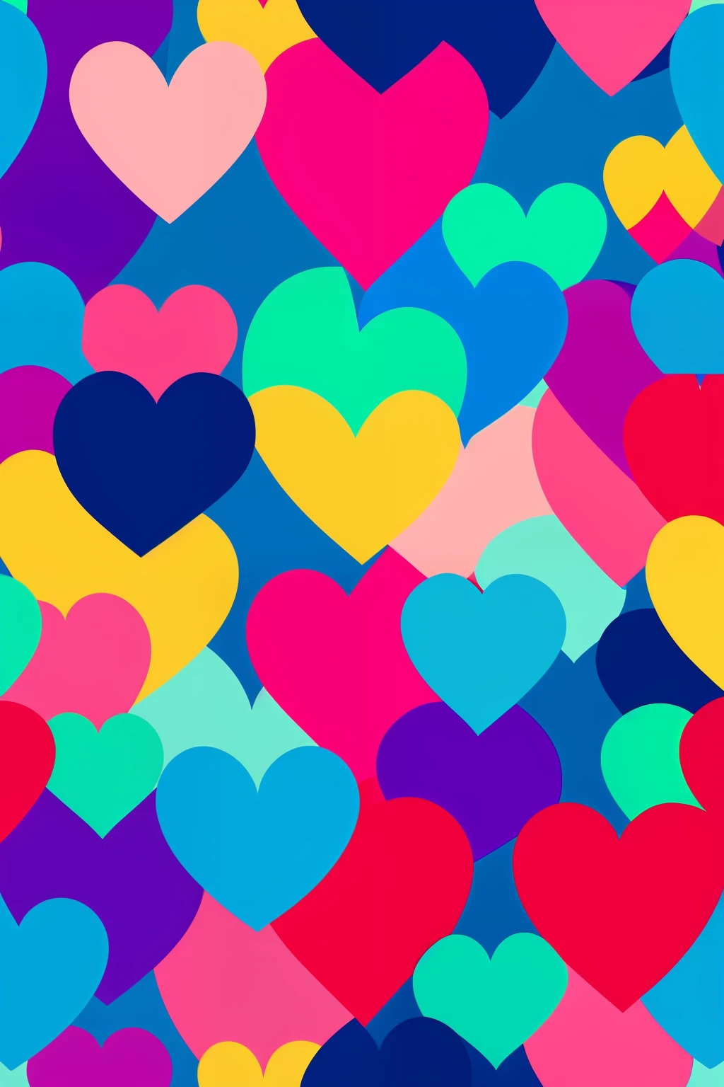 multicolored heart pattern, fundo blue