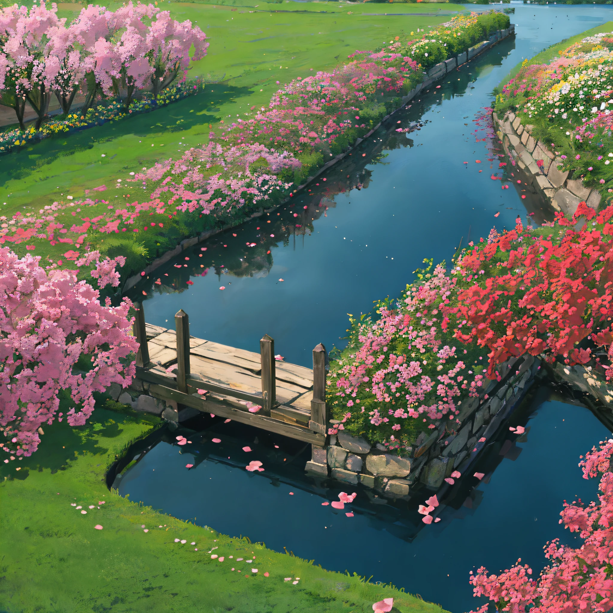 flowers,garden,lake