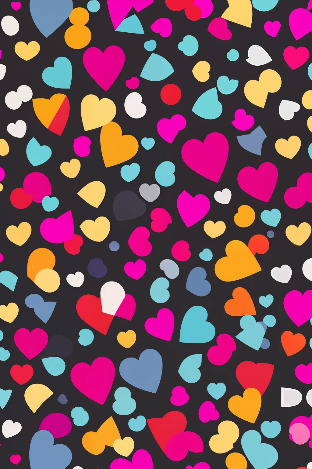multicolored heart pattern, fundo gray