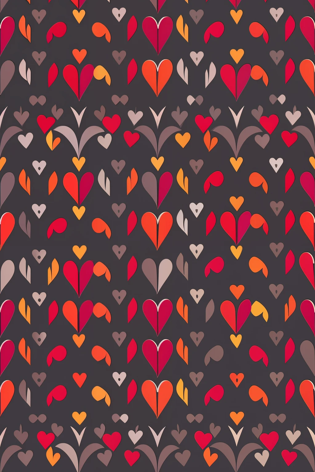 multicolored heart pattern, fundo gray