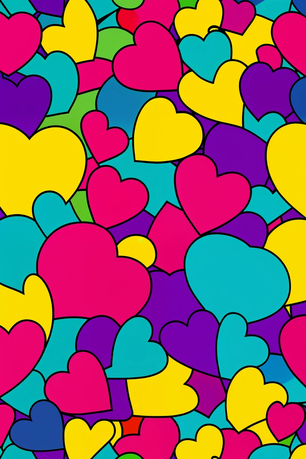 multicolored heart pattern, fundo cinza