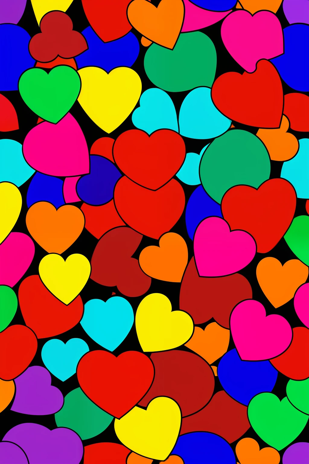 multicolored heart pattern, fundo cinza