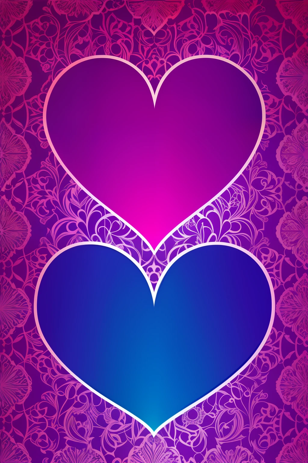 multicolored heart pattern, purple background