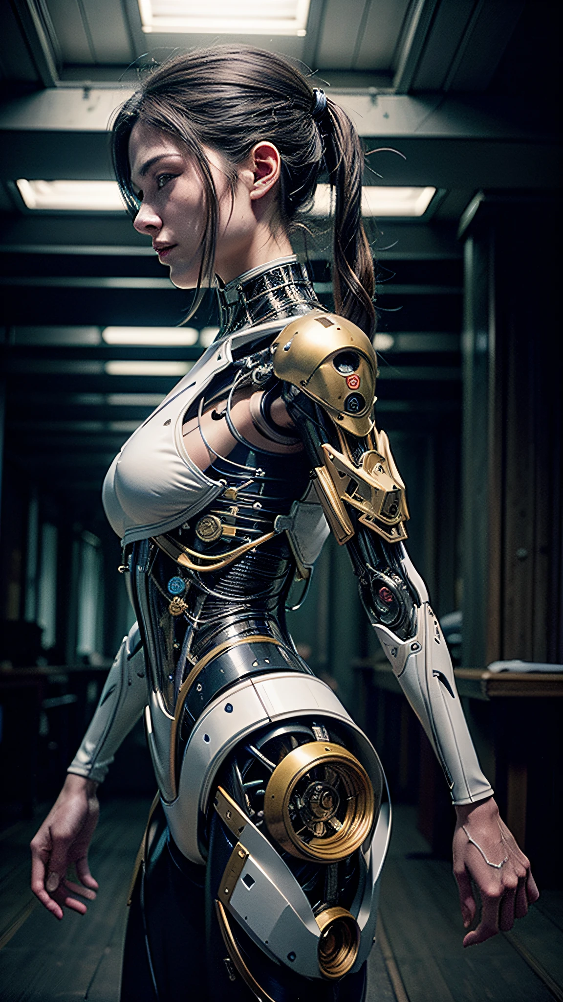 ((Best quality)), ((masterpiece)), (highly detailed:1.3),reelmech,In a future where technology has reached new frontiers, a groundbreaking innovation known as 'Real Mechanical Parts' has emerged. This revolutionary LoRa (Low Orbit Remote Access) technology enables the seamless integration of cybernetic and robotic enhancements onto a model human, resulting in astonishingly detailed and lifelike images that blur the boundaries between man and machine.Enter a world where the line between organic and synthetic beings becomes increasingly indistinguishable. The 'Real Mechanical Parts' technology allows individuals to transcend their biological limitations and embrace a new era of enhanced capabilities. Whether it's the precision and strength of robotic limbs, the computational power of cybernetic implants, or the sensory enhancements that bridge the gap between human and machine, these mechanical augmentations offer unprecedented possibilities.As society grapples with the ethical implications and societal impact of this groundbreaking technology, a myriad of stories unfold. The narrative delves into the personal journeys of those who choose to undergo the transformation, exploring their motivations, aspirations, and the profound consequences of merging with technology. The images produced through 'Real Mechanical Parts' capture the intricate details and nuances of these cybernetic enhancements, depicting a fusion of human and machine that challenges traditional notions of identity and existence.Beyond the personal stories, larger themes emerge within this world. Questions arise about the accessibility and affordability of such transformative technology, the divide between those who embrace augmentation and those who remain purely human, and the ever-present debate on the ethical boundaries of human-machine integration. The society depicted in this world grapples with the profound implications of 'Real Mechanical Parts' as it reshapes the fabric of everyday life.In the midst of these complex dynamics, conflicts and tensions arise. Underground movements advocating for human purity clash with those embracing the potential of cybernetic enhancements. Corporations seize the opportunity to capitalize on this emerging market, leading to a power struggle for control over the technology and its distribution. The struggle for personal identity and societal acceptance intertwines with political intrigue and technological advancements, shaping the destiny of this world.Within the realm of 'Real Mechanical Parts,' explore the multidimensional stories that unfold as humanity evolves into something new and extraordinary. Witness the triumphs and tragedies, the exploration of identity, and the exploration of what it means to be human in a world that blurs the lines between biology and machinery,HDR (High Dynamic Range),Ray Tracing,NVIDIA RTX,Super-Resolution,Unreal 5,Subsurface scattering,PBR Texturing,Post-processing,Anisotropic Filtering,Depth-of-field,Maximum clarity and sharpness,Multi-layered textures,Albedo and Specular maps,Surface shading,Accurate simulation of light-material interaction,Perfect proportions,Octane Render,Two-tone lighting,Low ISO,White balance,Rule of thirds,Wide aperature,8K RAW,Efficient Sub-Pixel,sub-pixel convolution,luminescent particles,