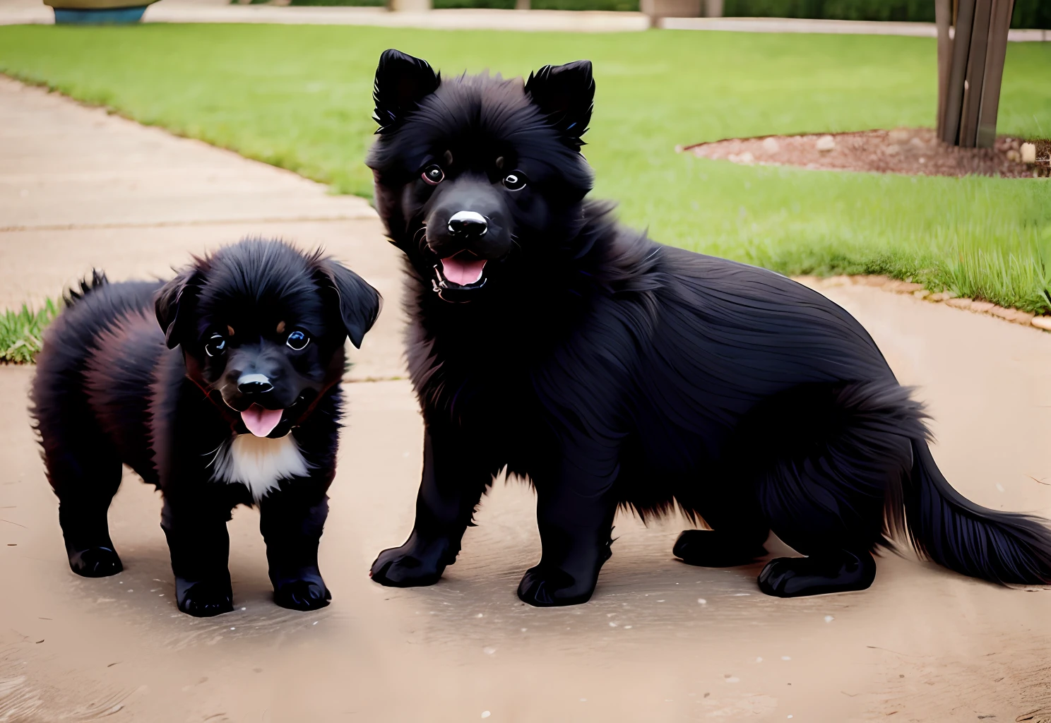 Offspring of Teddy and Chinese pastoral dogs,black in color