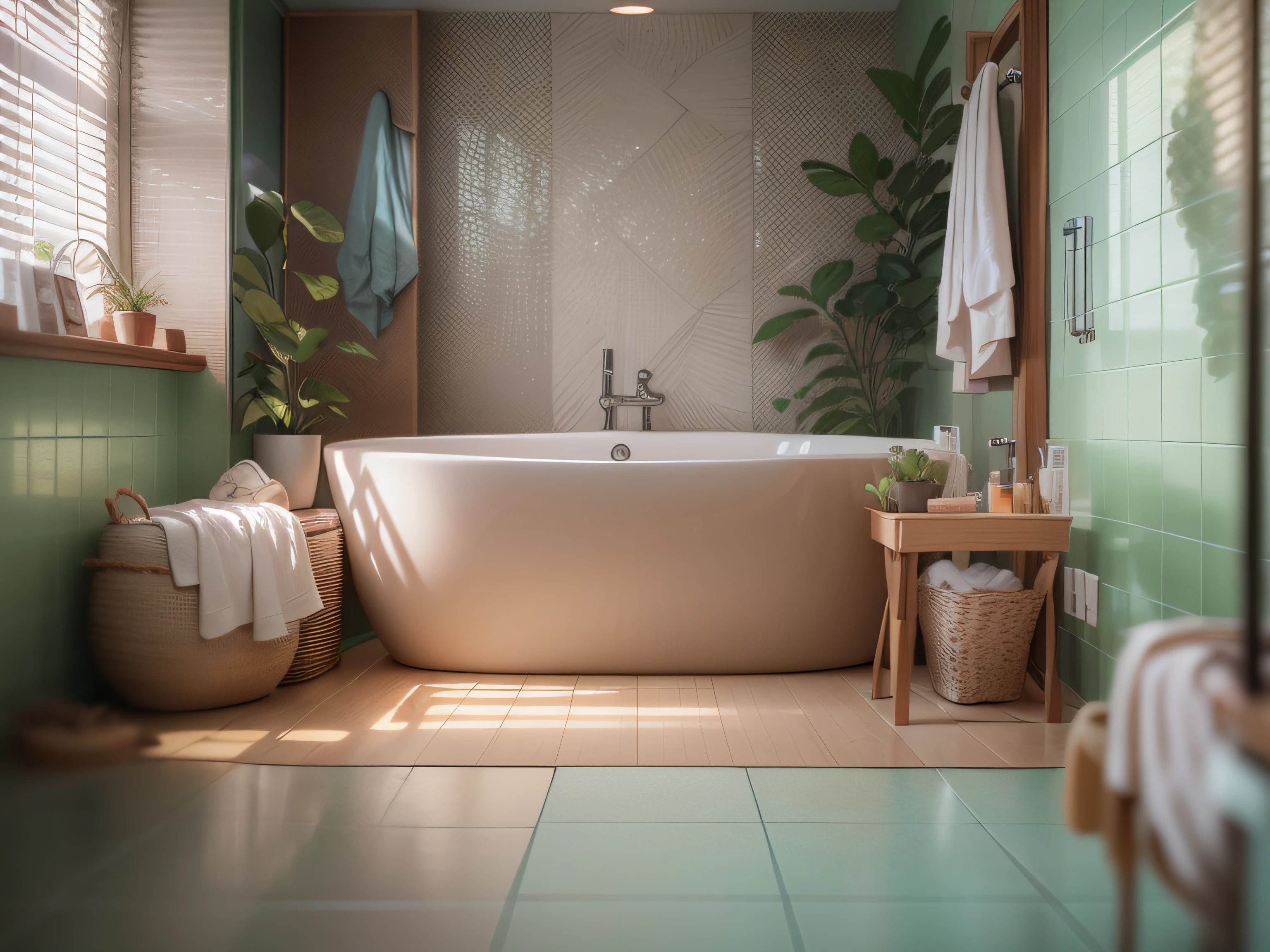 High-detail RAW color photography, Bathroom in a modern style, (higly detailed, hyper-detailing), particle fx, ray traced, 电影灯光, Shallow depth of field, photographed with Sony a9 II, 50mm wide angle lens, sharp-focus