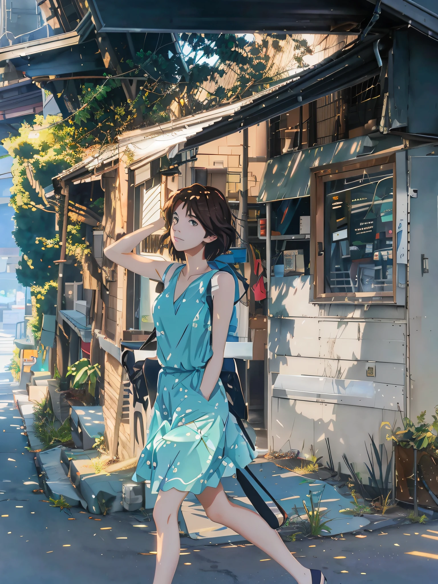 There was a woman walking down the street carrying a suitcase, in the style of makoto shinkai, Shinkai Makoto style, makoto shinkai art style, Makoto Shinkai. A digital rendering, Makoto Shinkai's style, studio glibly makoto shinkai, ( ( Makoto Shinkai ) ), inspired by Makoto Shinkai