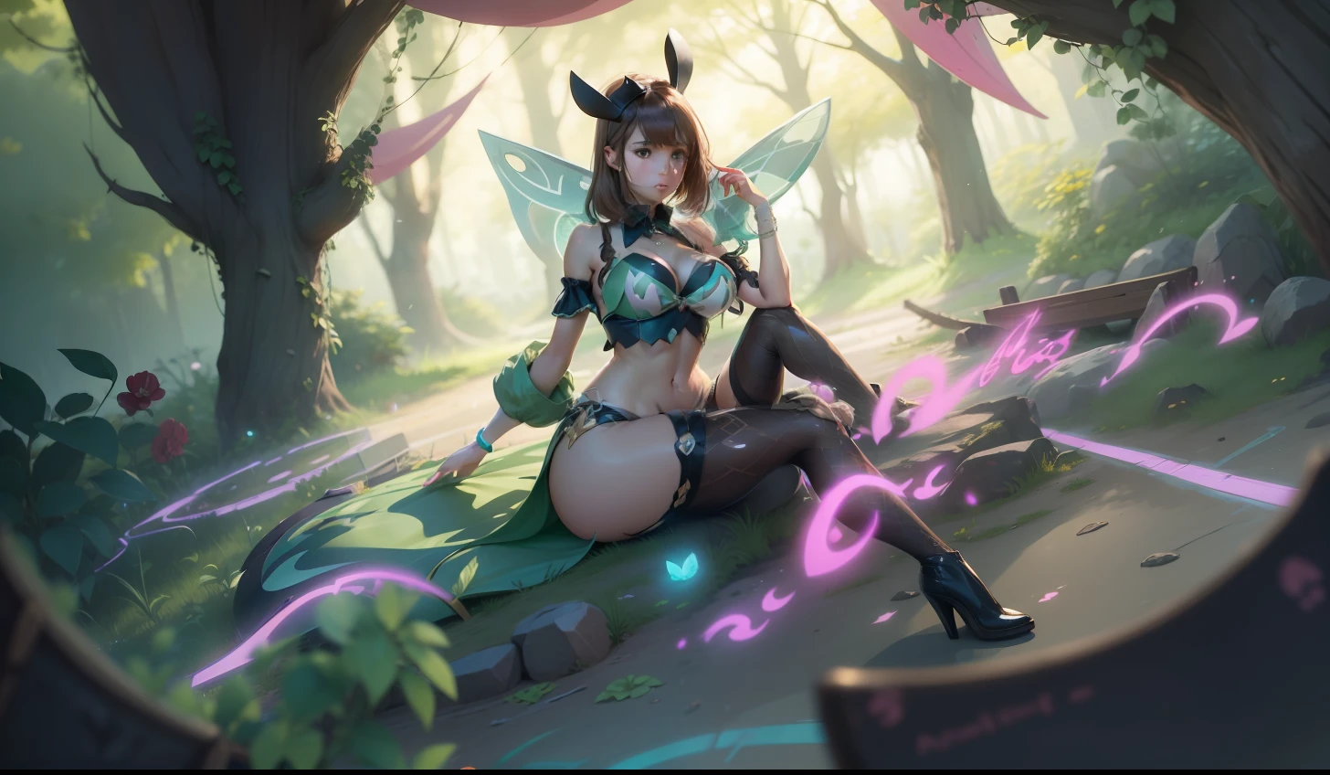 1girls, , Trikot,Playboy Bunny, Netzstrumpfhosen, braune haare, Anime Cute, blush, thick ass, , pokemon, guardevoir-pokemon, sexy, boobs
