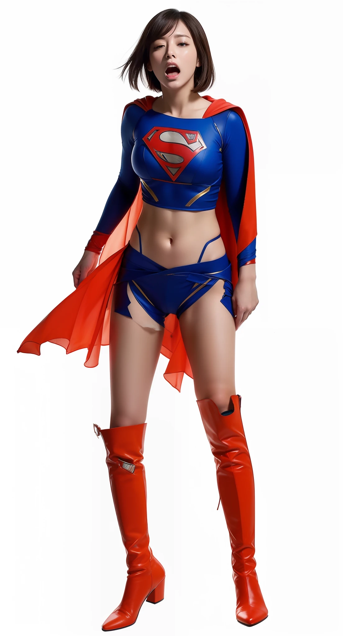 Top image quality、top-quality、masterpiece、The ultra -The high-definition、超A high resolution、super girl、The costume is torn、Boots are broken、The crotch is visible、The crotch area hurts、hot、Sweating、Injured、Bloody