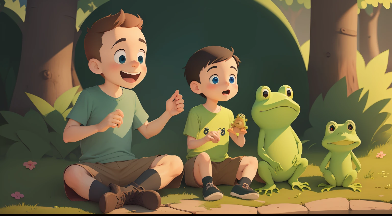Libido boy, family, frogs, adolable, beckon