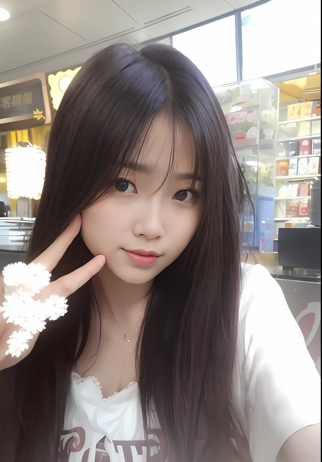 There is a woman with long hair,Holding a flower in hand, ulzzangs, xintong chen, young cute wan asian face, Korean girl, Chinese girl, with cute - fine - face, xision wu, wan adorable korean face, wenfei ye, Ruan cute vtuber, young lovely Korean faces, lalisa manobal, gongbi